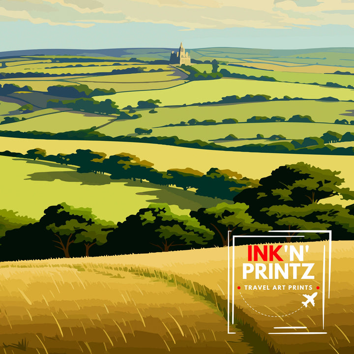 Cranborne Chase AONB Poster English Countryside Art Rural Landscape Poster Dorset Wiltshire Scenery