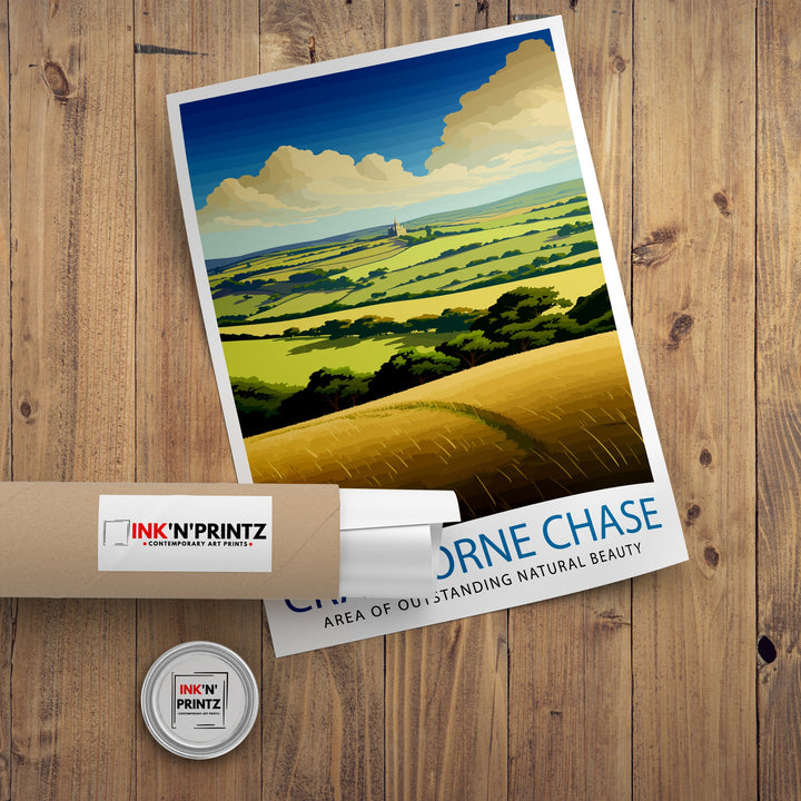 Cranborne Chase AONB Poster English Countryside Art Rural Landscape Poster Dorset Wiltshire Scenery