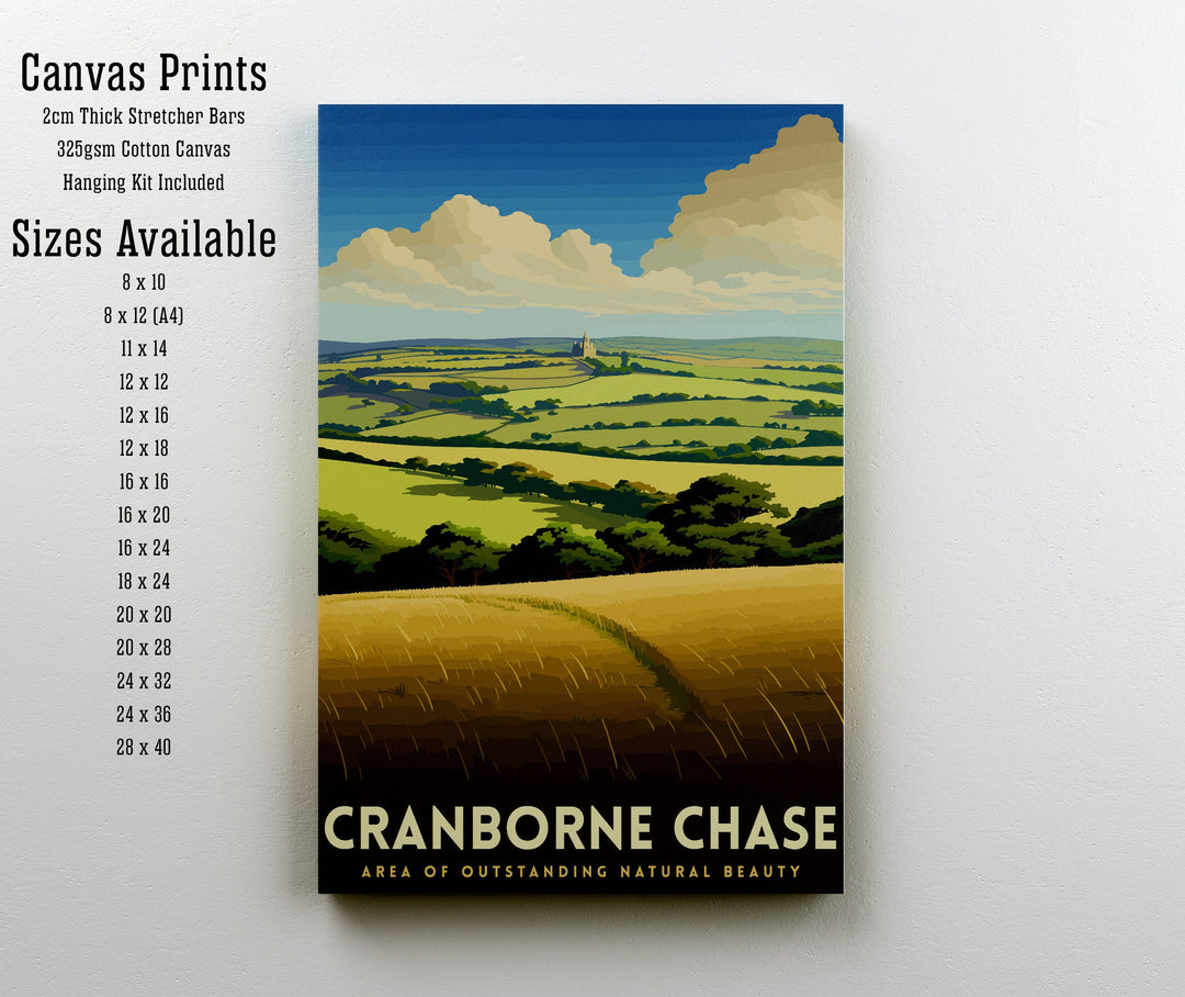 Cranborne Chase AONB Poster English Countryside Art Rural Landscape Poster Dorset Wiltshire Scenery