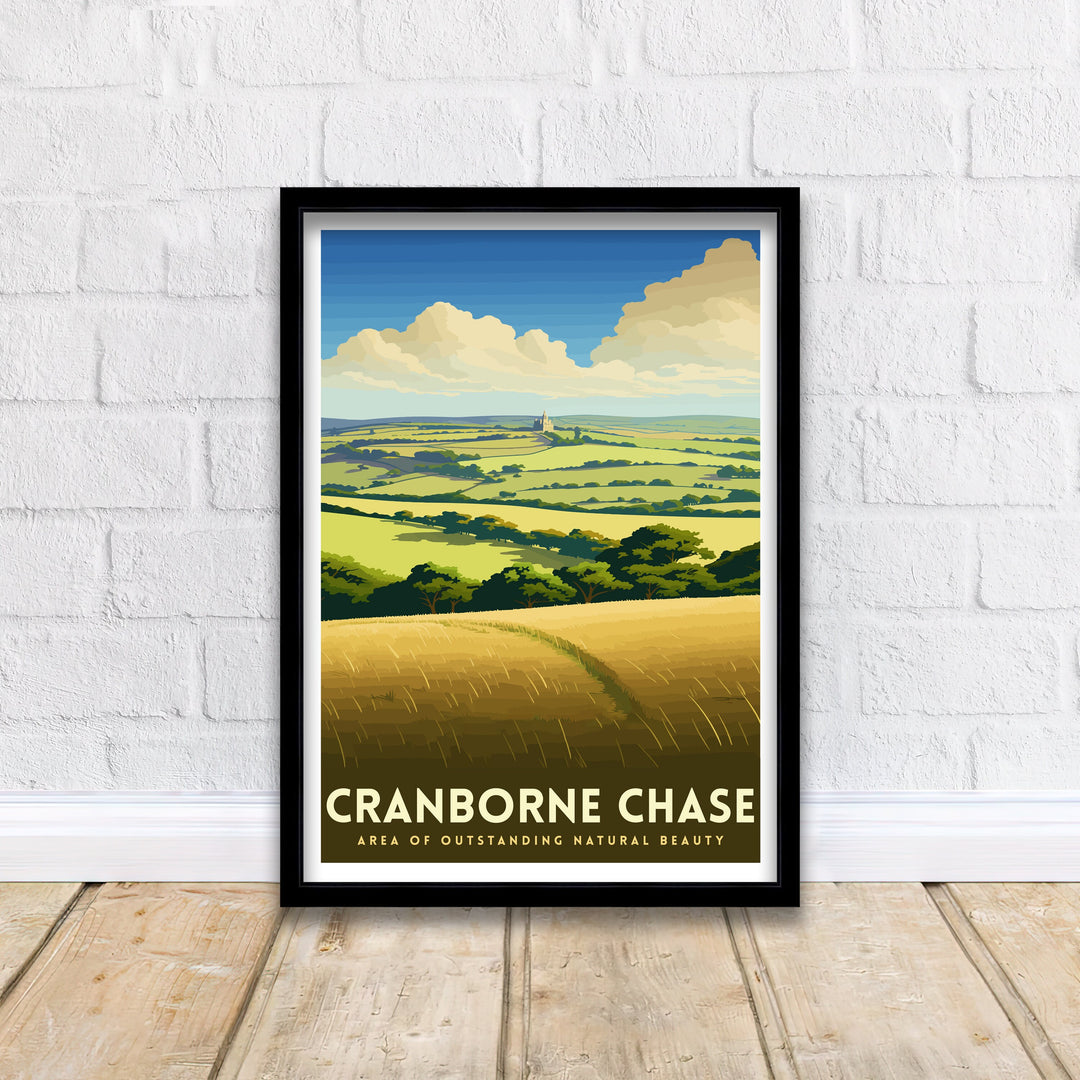 Cranborne Chase AONB Poster English Countryside Art Rural Landscape Poster Dorset Wiltshire Scenery