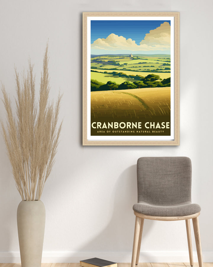 Cranborne Chase AONB Poster English Countryside Art Rural Landscape Poster Dorset Wiltshire Scenery