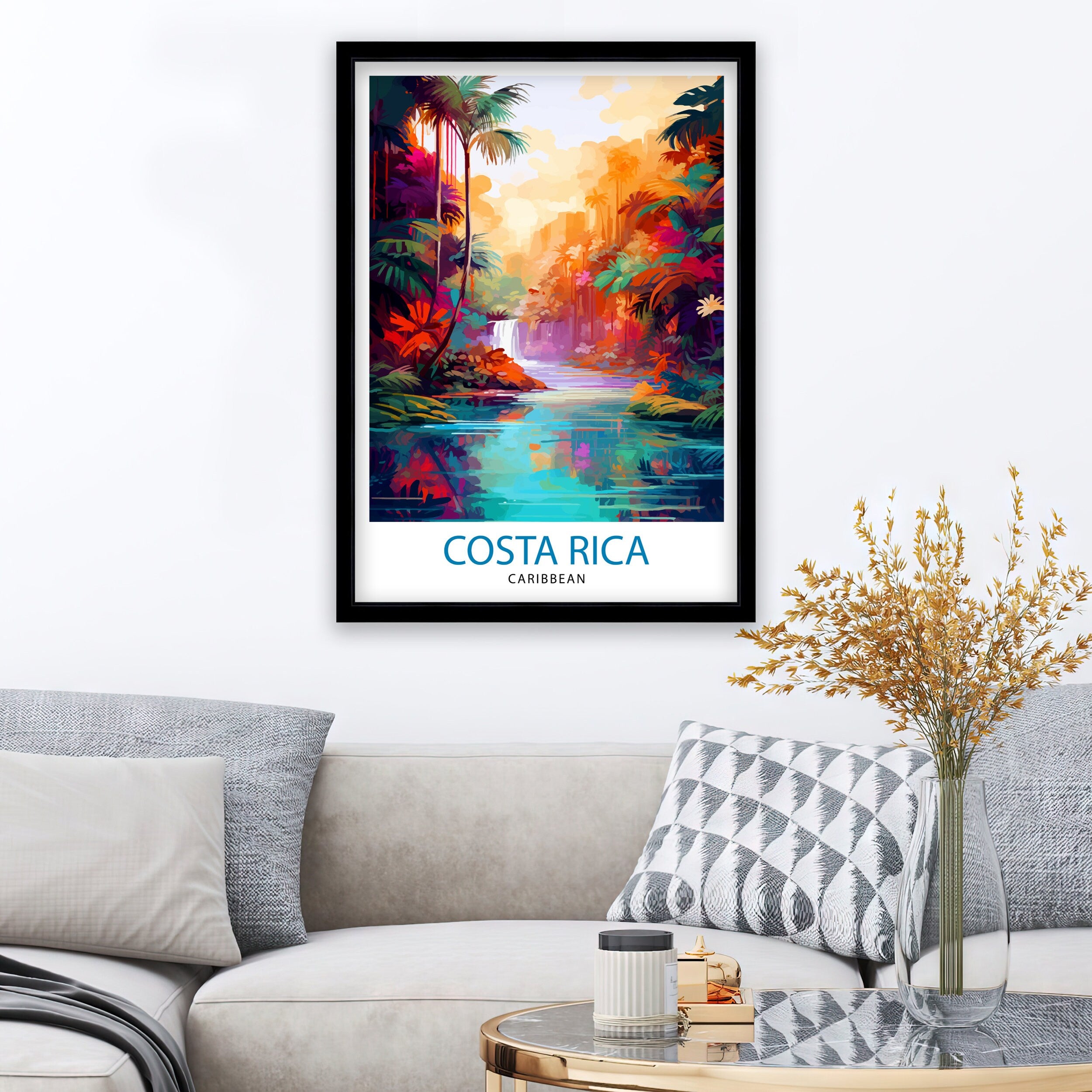 Costa Rica Caribbean Print Tropical Rainforest Art Costa Rica Wall Art Caribbean Sea Poster Pura Vida Illustration Exotic Wildlife Decor
