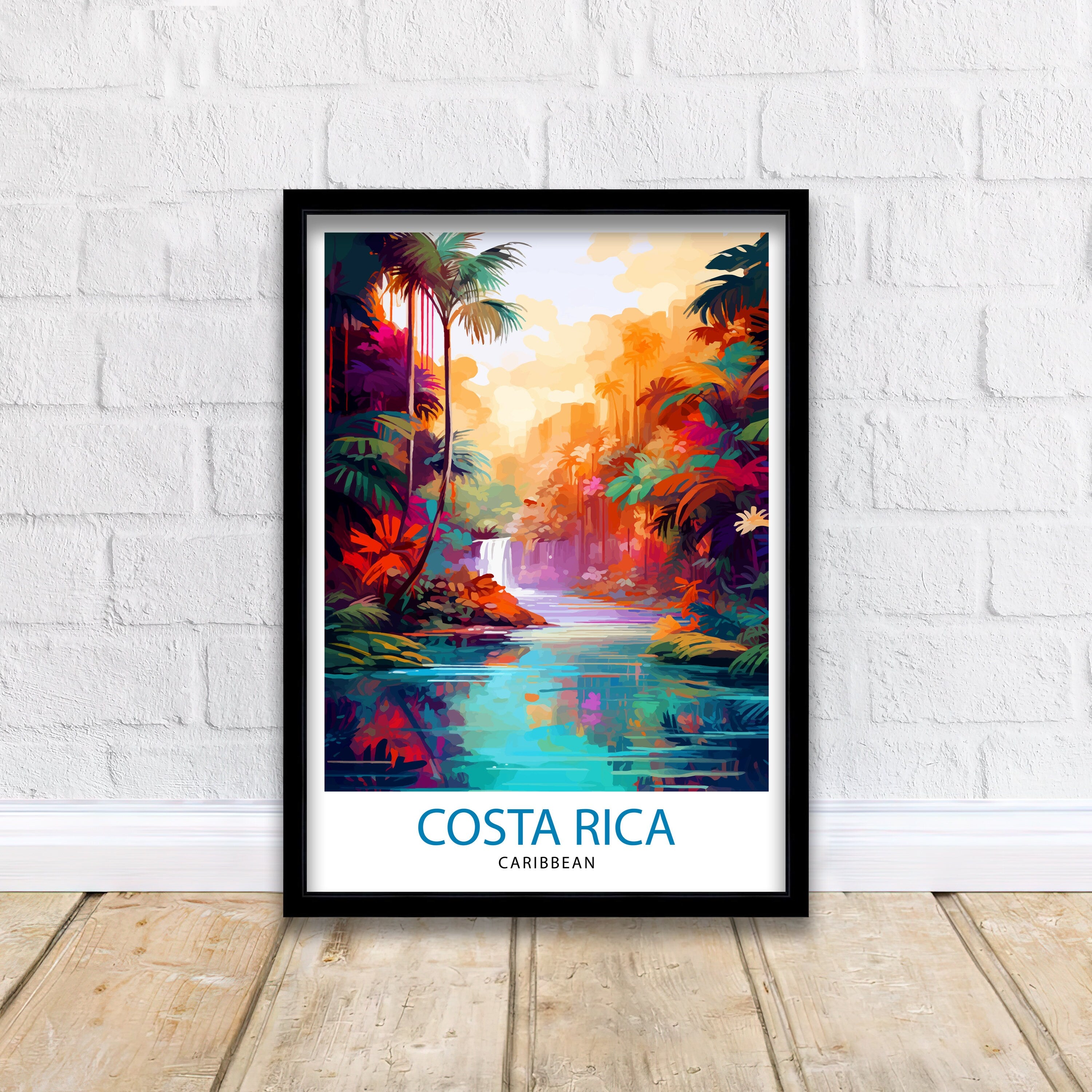 Costa Rica Caribbean Print Tropical Rainforest Art Costa Rica Wall Art Caribbean Sea Poster Pura Vida Illustration Exotic Wildlife Decor