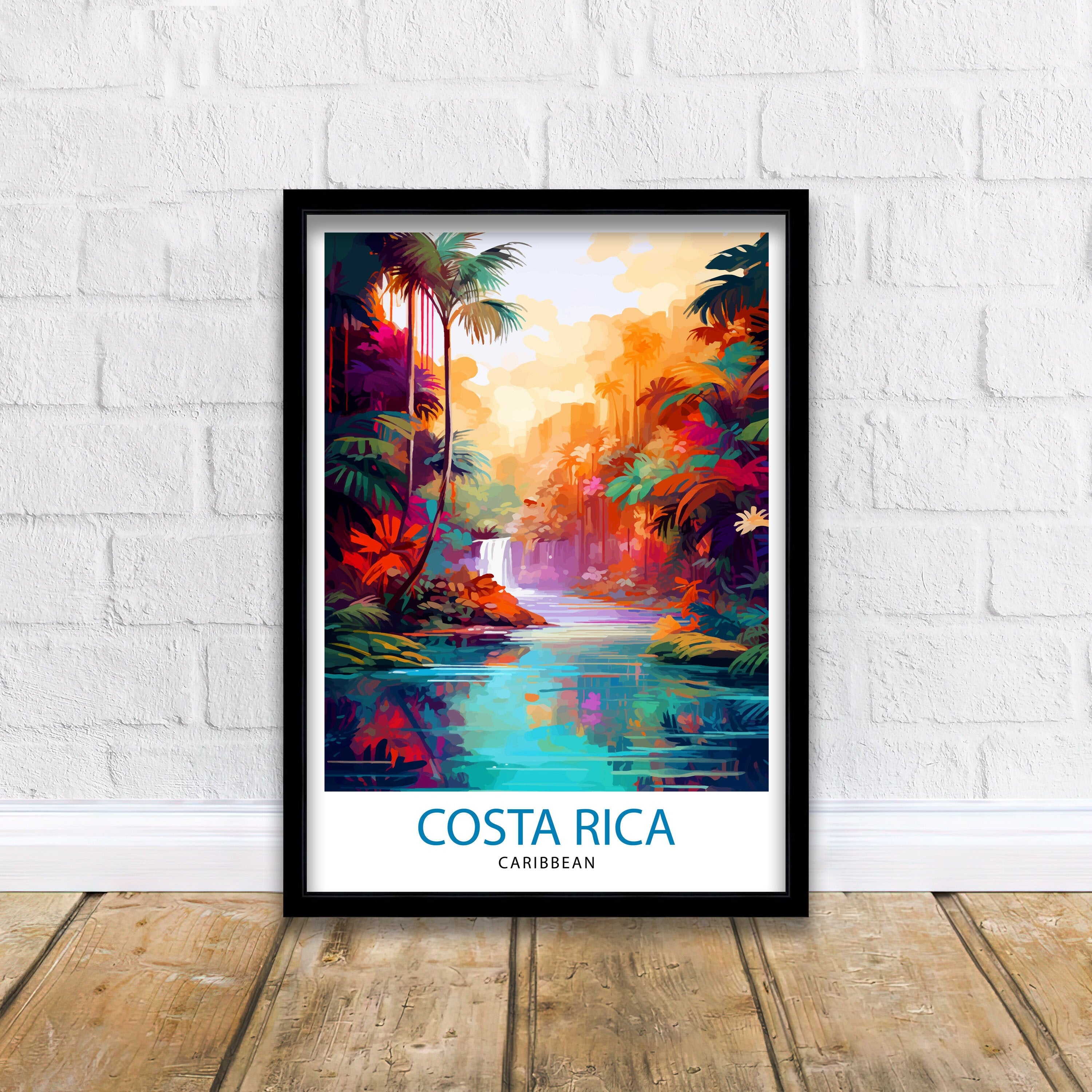 Costa Rica Caribbean Print Tropical Rainforest Art Costa Rica Wall Art Caribbean Sea Poster Pura Vida Illustration Exotic Wildlife Decor