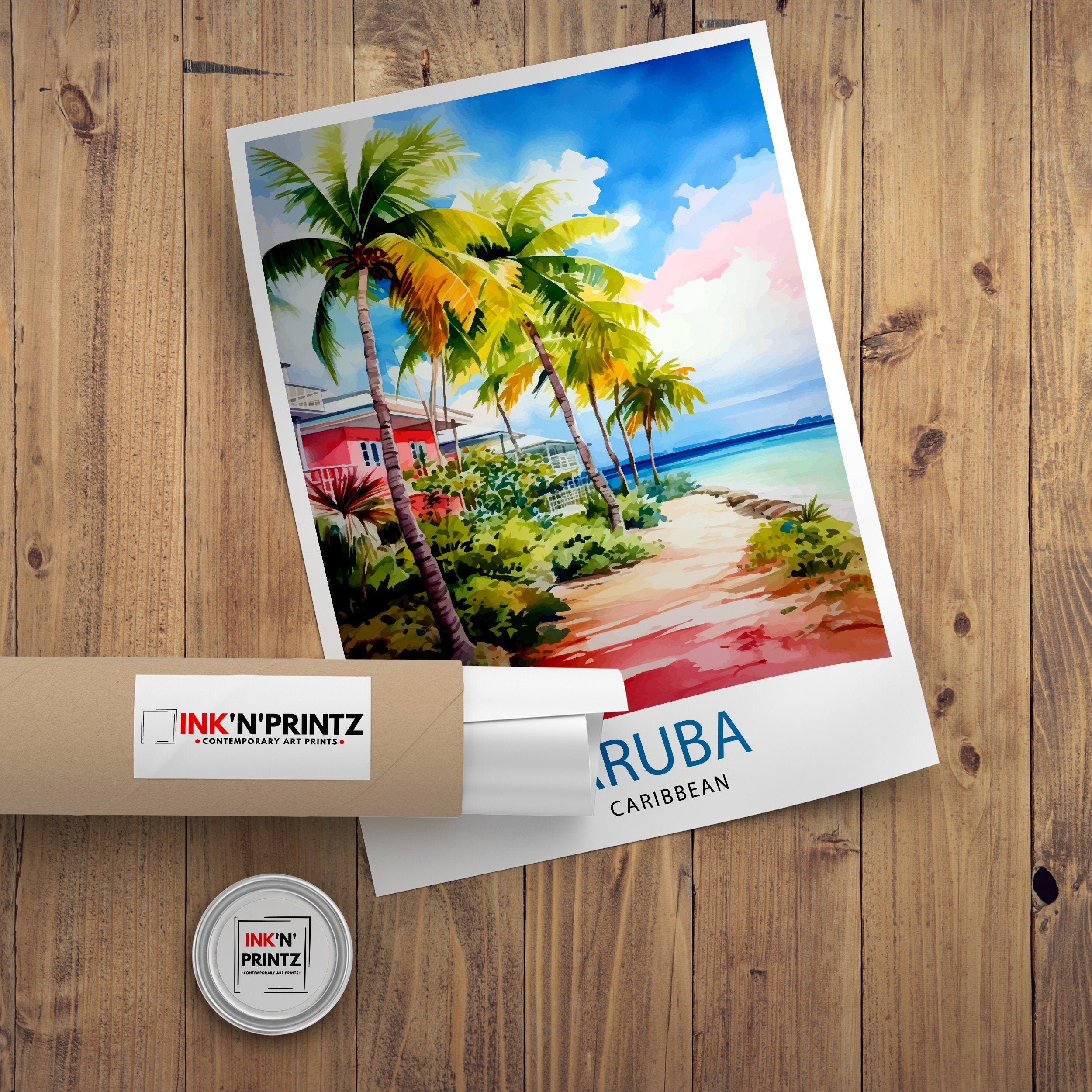 Aruba Caribbean Island Art Print Tropical Beach Decor Aruba Wall Art Caribbean Sea Poster Aruba Travel Illustration Island Home Decor
