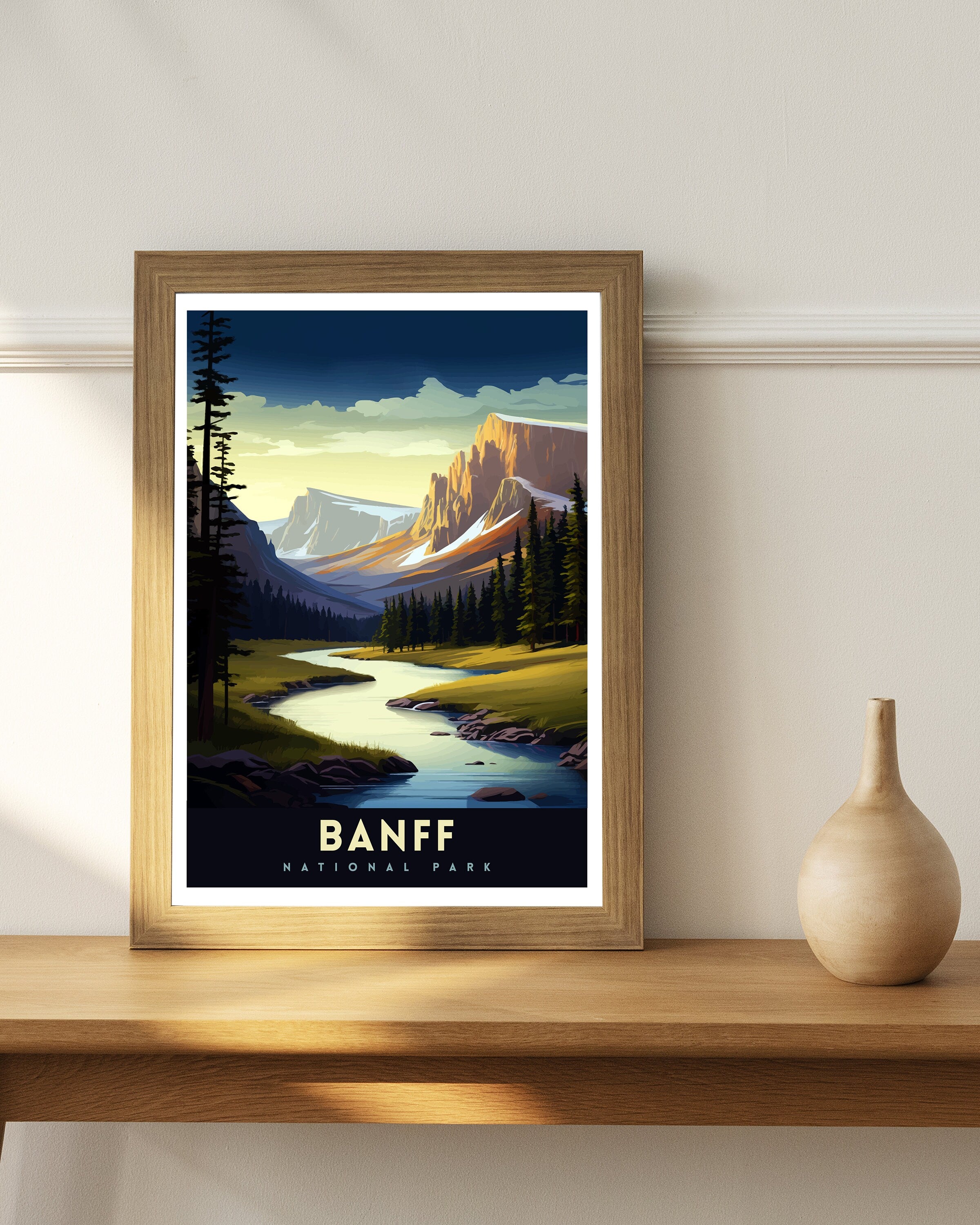 Banff National Park Travel Print Banff Wall Decor Banff Home Decor Banff Canada Illustration Travel Poster Gift For Banff Canada Home Decor