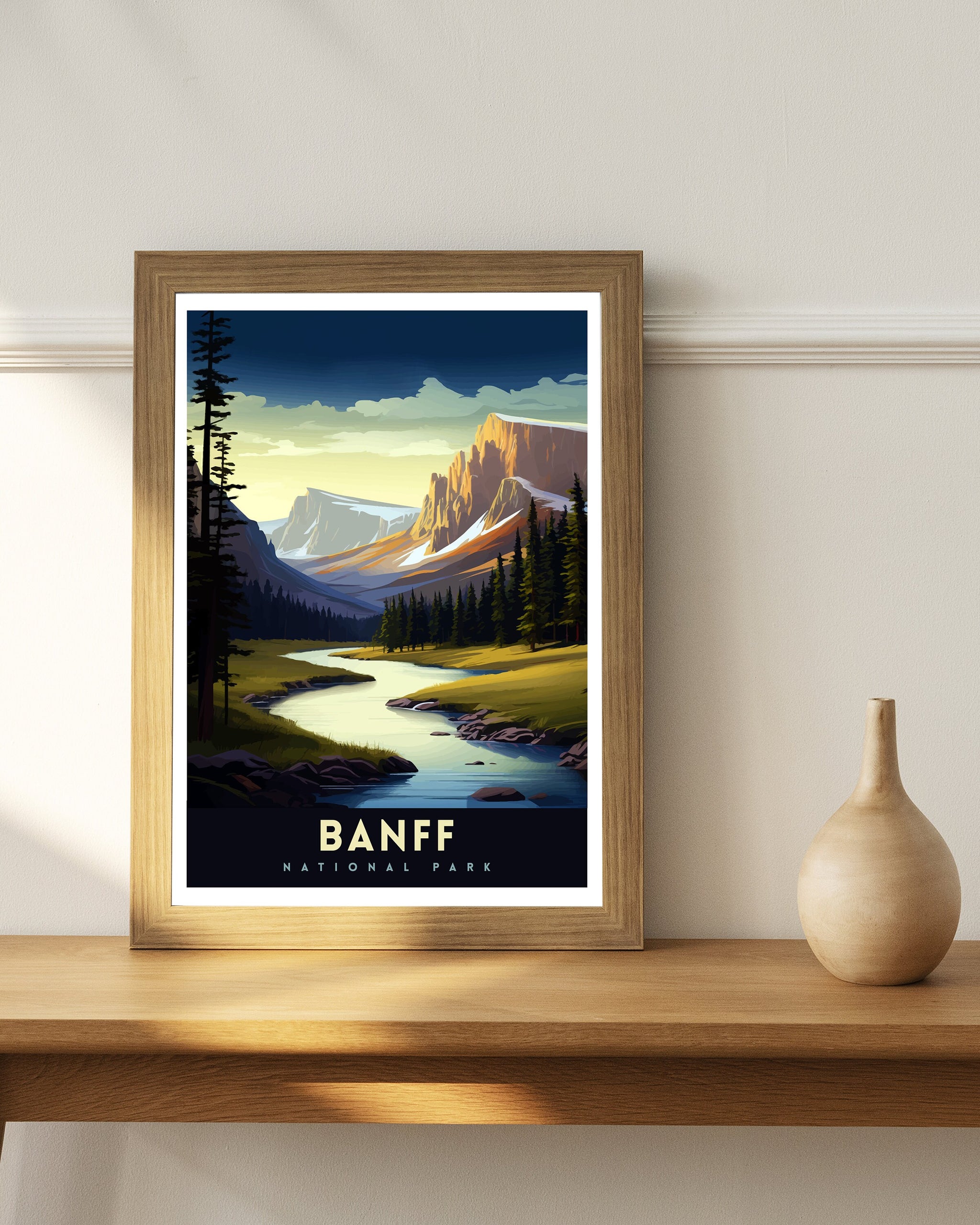 Banff National Park Travel Print Banff Wall Decor Banff Home Decor Banff Canada Illustration Travel Poster Gift For Banff Canada Home Decor