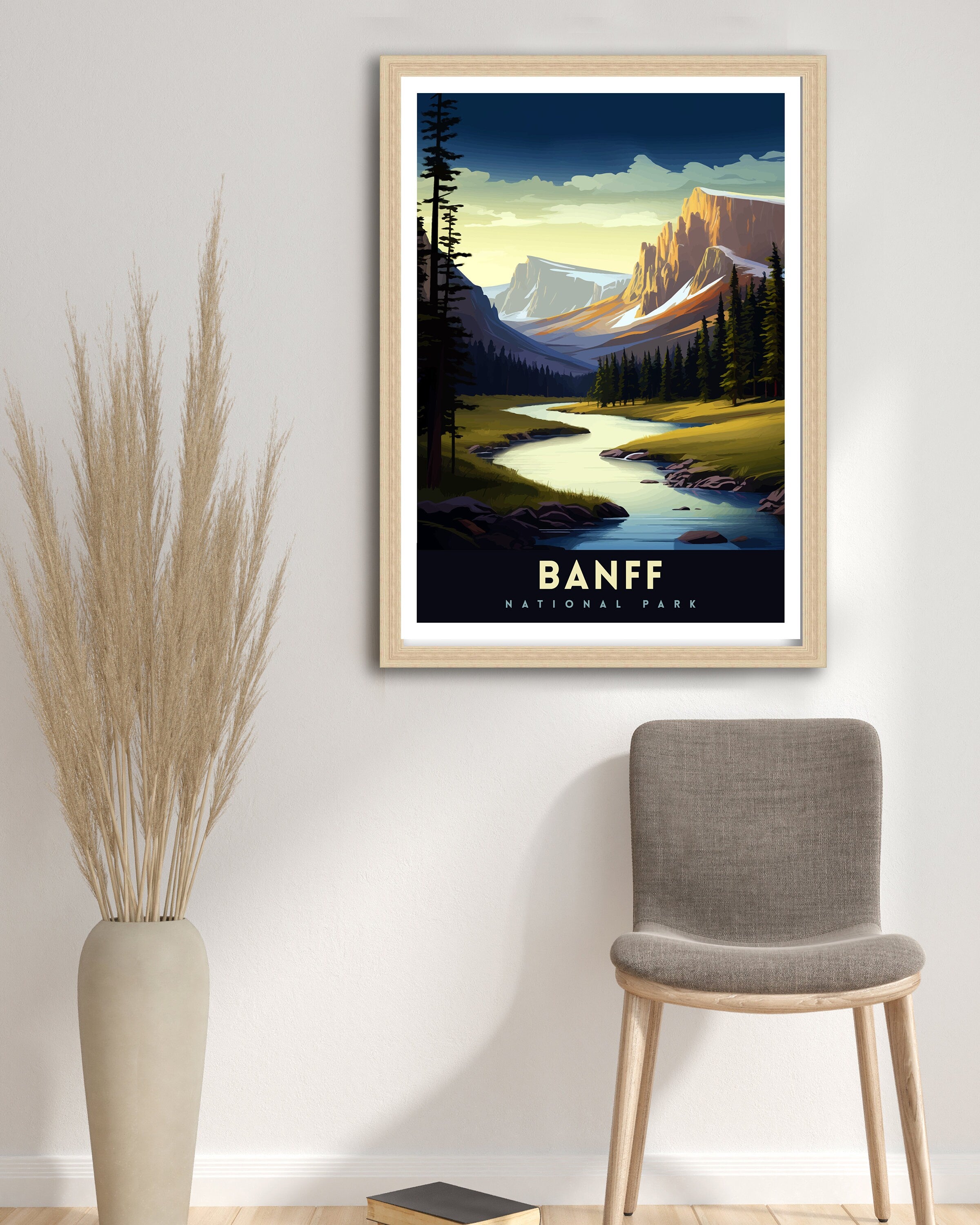 Banff National Park Travel Print Banff Wall Decor Banff Home Decor Banff Canada Illustration Travel Poster Gift For Banff Canada Home Decor
