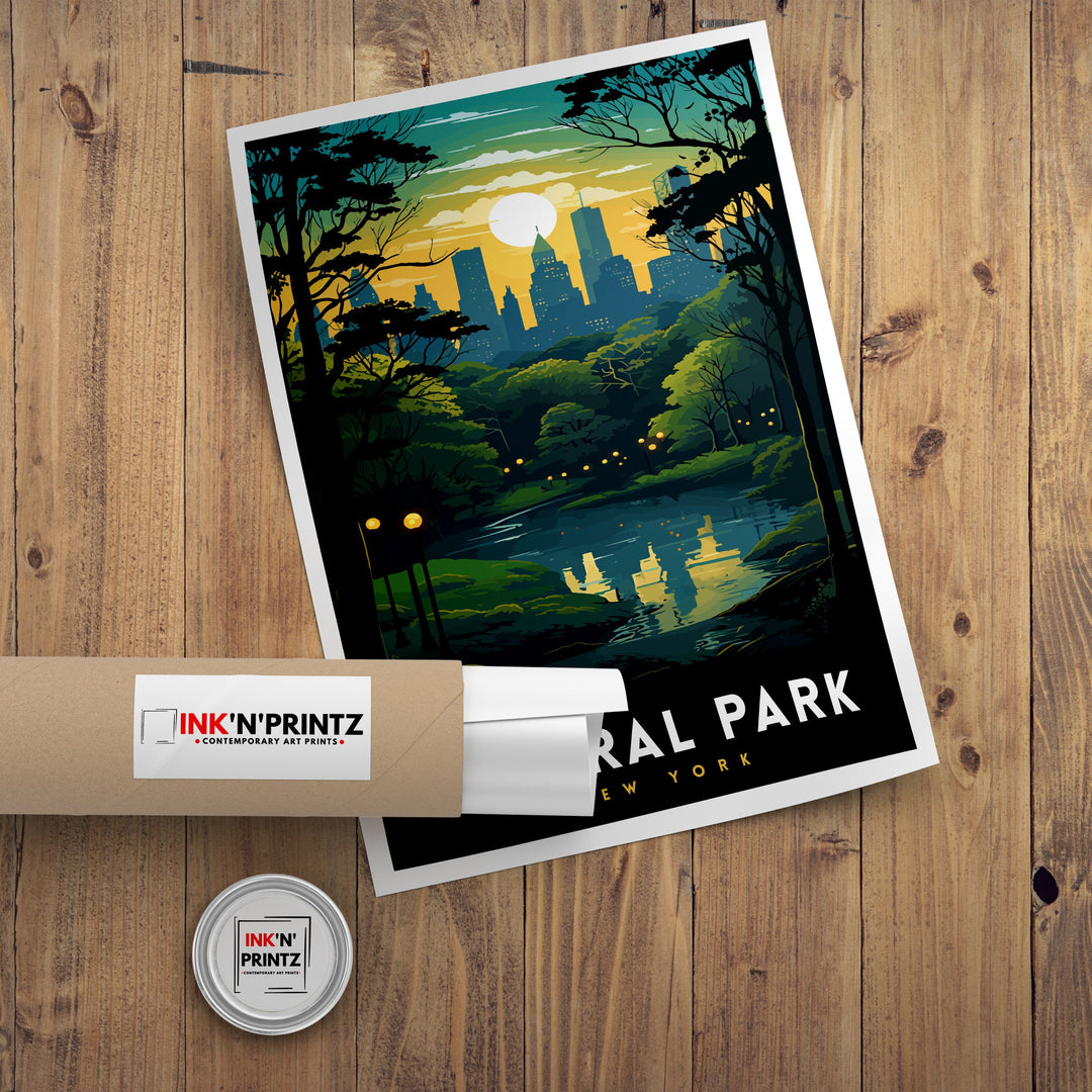 Central Park New York Travel Poster