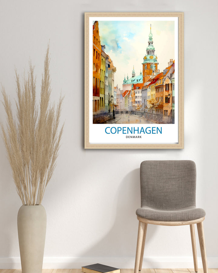 Copenhagen Travel Poster Denmark Wall Art Copenhagen Home Decor Copenhagen Illustration Travel Poster Gift Denmark Home Decor