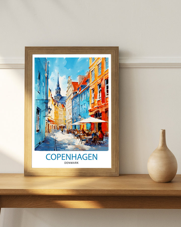 Copenhagen Travel Print Denmark Wall Art Copenhagen Home Decor Copenhagen Illustration Travel Poster Gift Denmark Home Decor