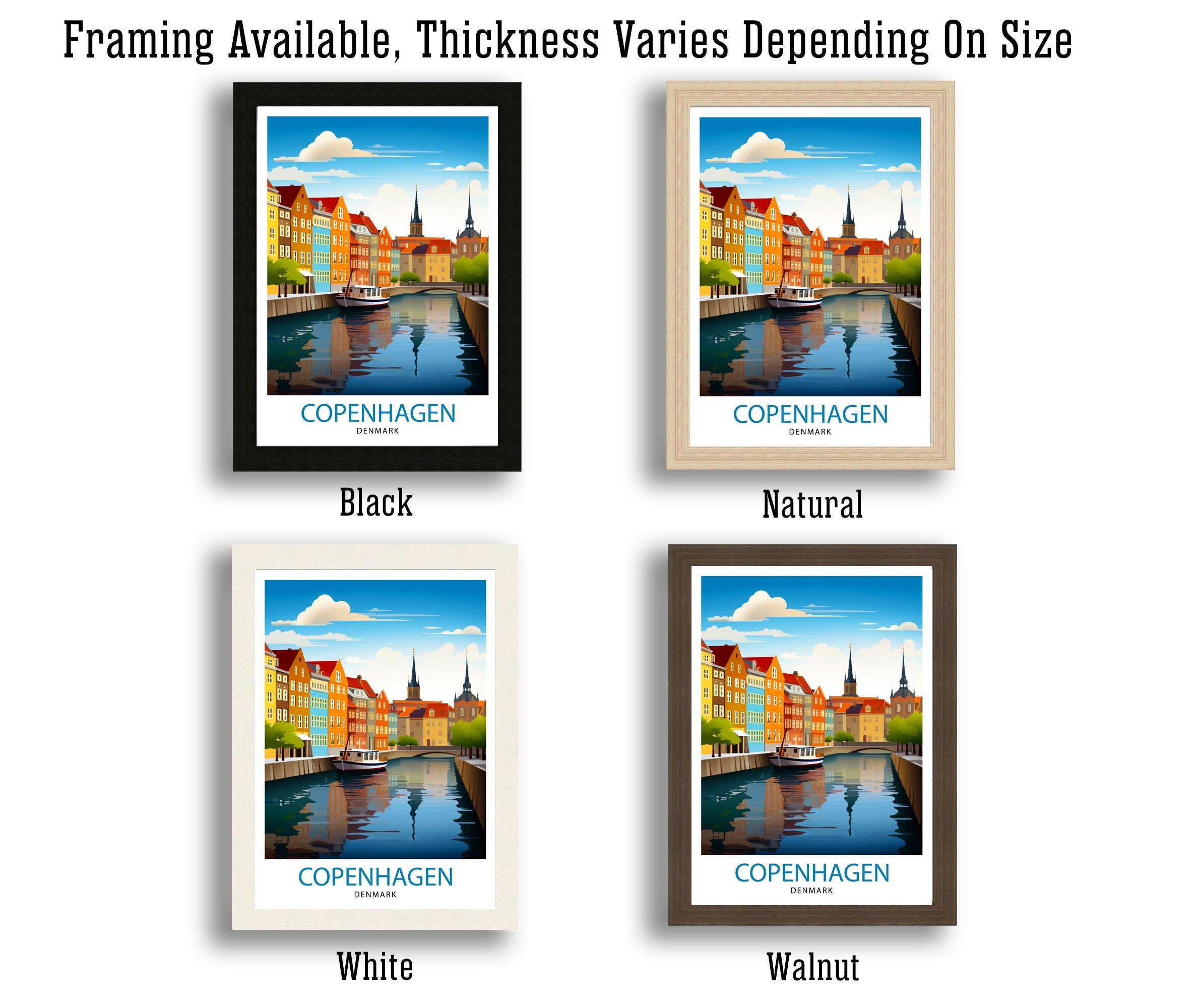 Copenhagen Travel Print Denmark Wall Art Copenhagen Home Decor Copenhagen Illustration Travel Poster Gift Denmark Home Decor