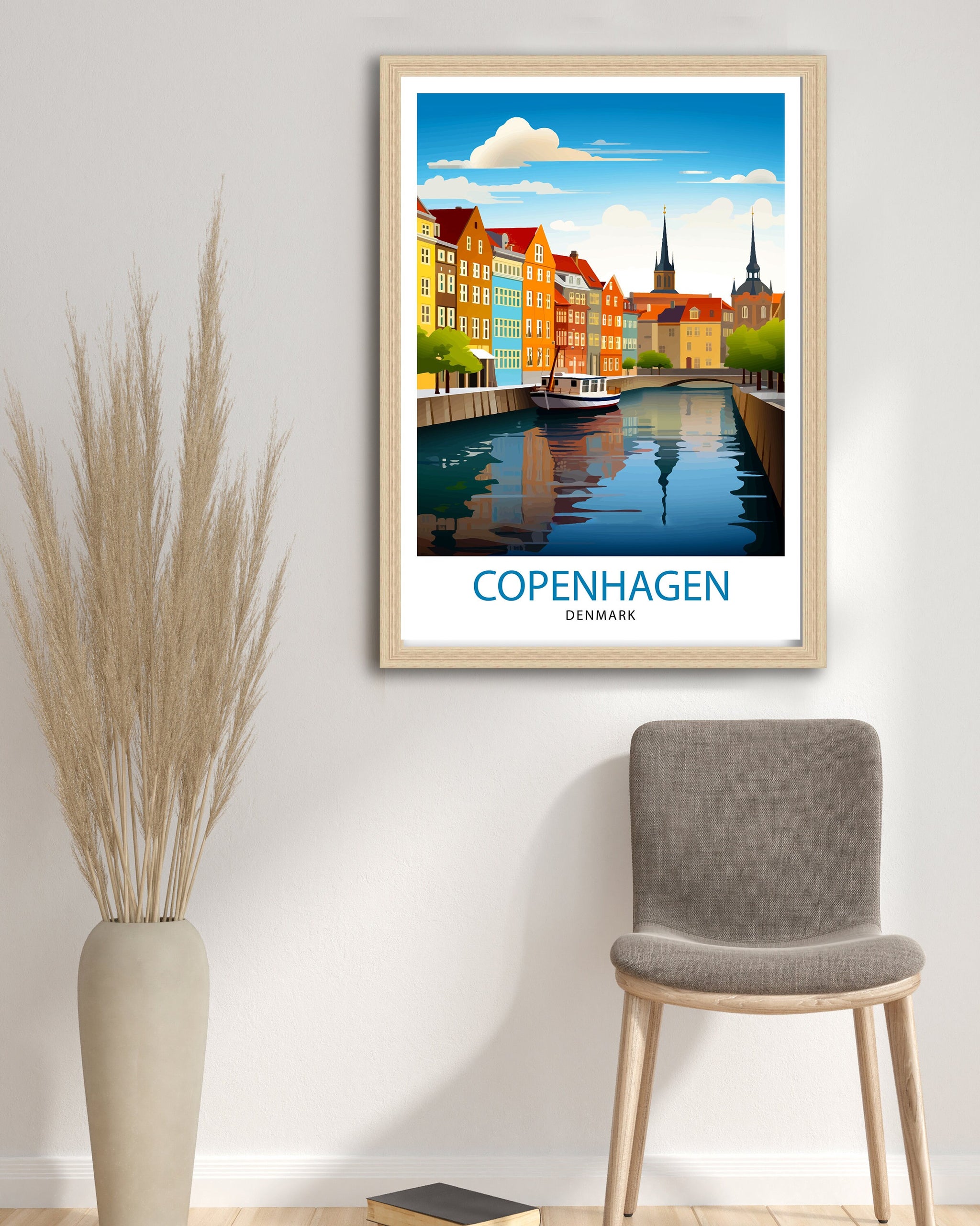 Copenhagen Travel Print Denmark Wall Art Copenhagen Home Decor Copenhagen Illustration Travel Poster Gift Denmark Home Decor