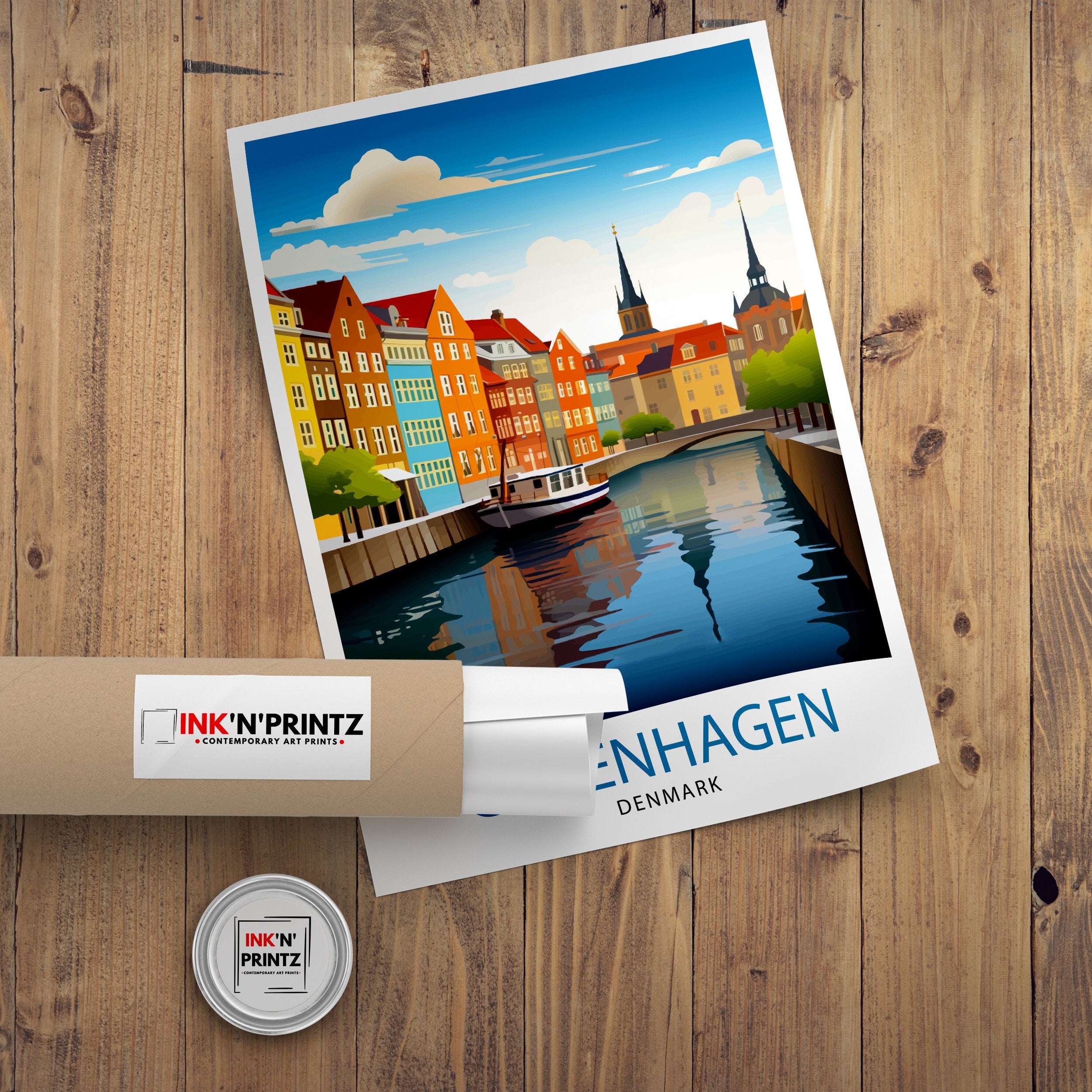 Copenhagen Travel Print Denmark Wall Art Copenhagen Home Decor Copenhagen Illustration Travel Poster Gift Denmark Home Decor