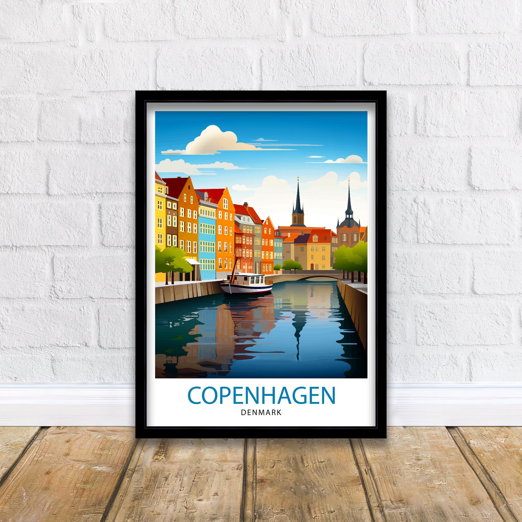 Copenhagen Travel Print Denmark Wall Art Copenhagen Home Decor Copenhagen Illustration Travel Poster Gift Denmark Home Decor
