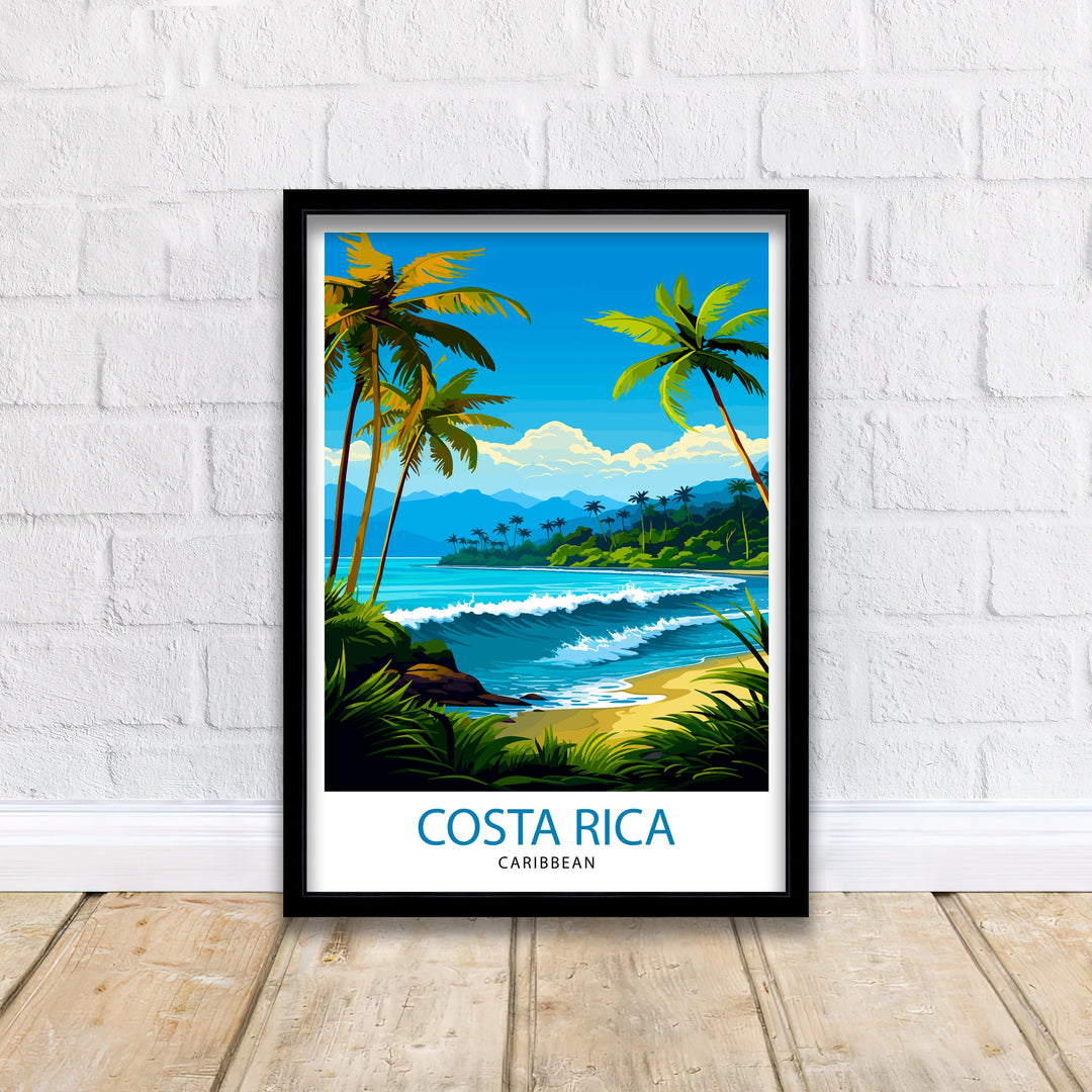 Costa Rica Caribbean Print Tropical Rainforest Art Costa Rica Wall Art Caribbean Sea Poster Pura Vida Illustration Exotic Wildlife Decor