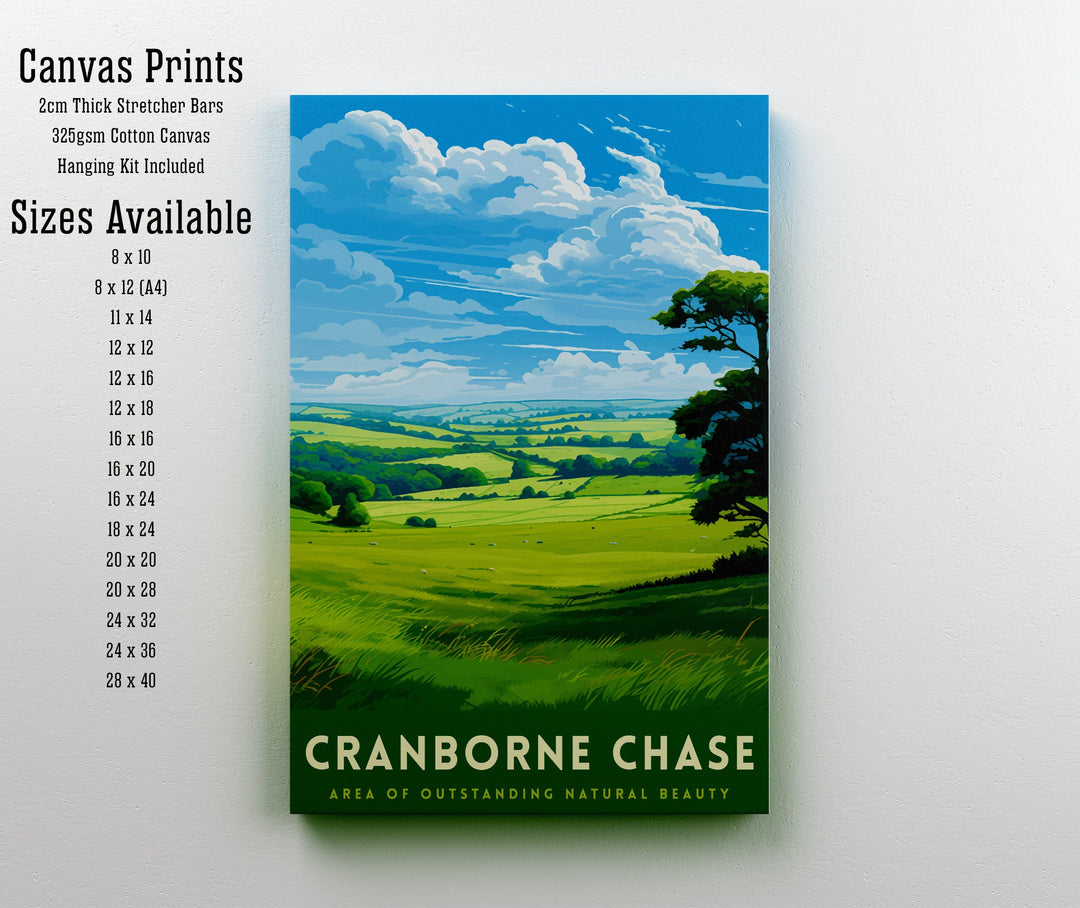 Cranborne Chase AONB Poster English Countryside Art Rural Landscape Poster Dorset Wiltshire Scenery