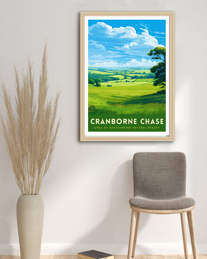 Cranborne Chase AONB Poster English Countryside Art Rural Landscape Poster Dorset Wiltshire Scenery