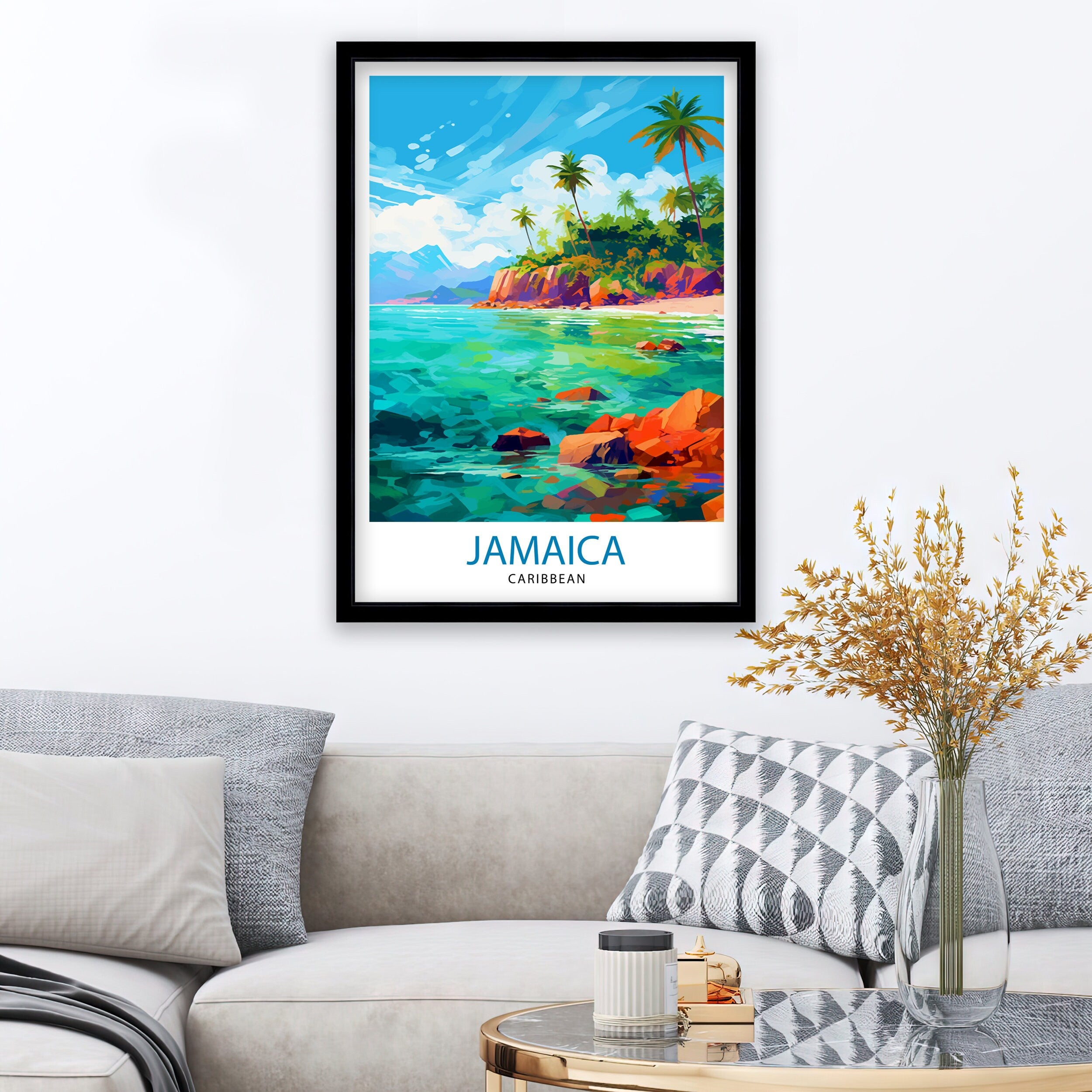 Jamaica Travel Print , Jamaica Wall Art Jamaica Poster, Jamaica Home Decor Jamaica Illustration, Travel Poster Jamaica Gift, Jamaica Wall