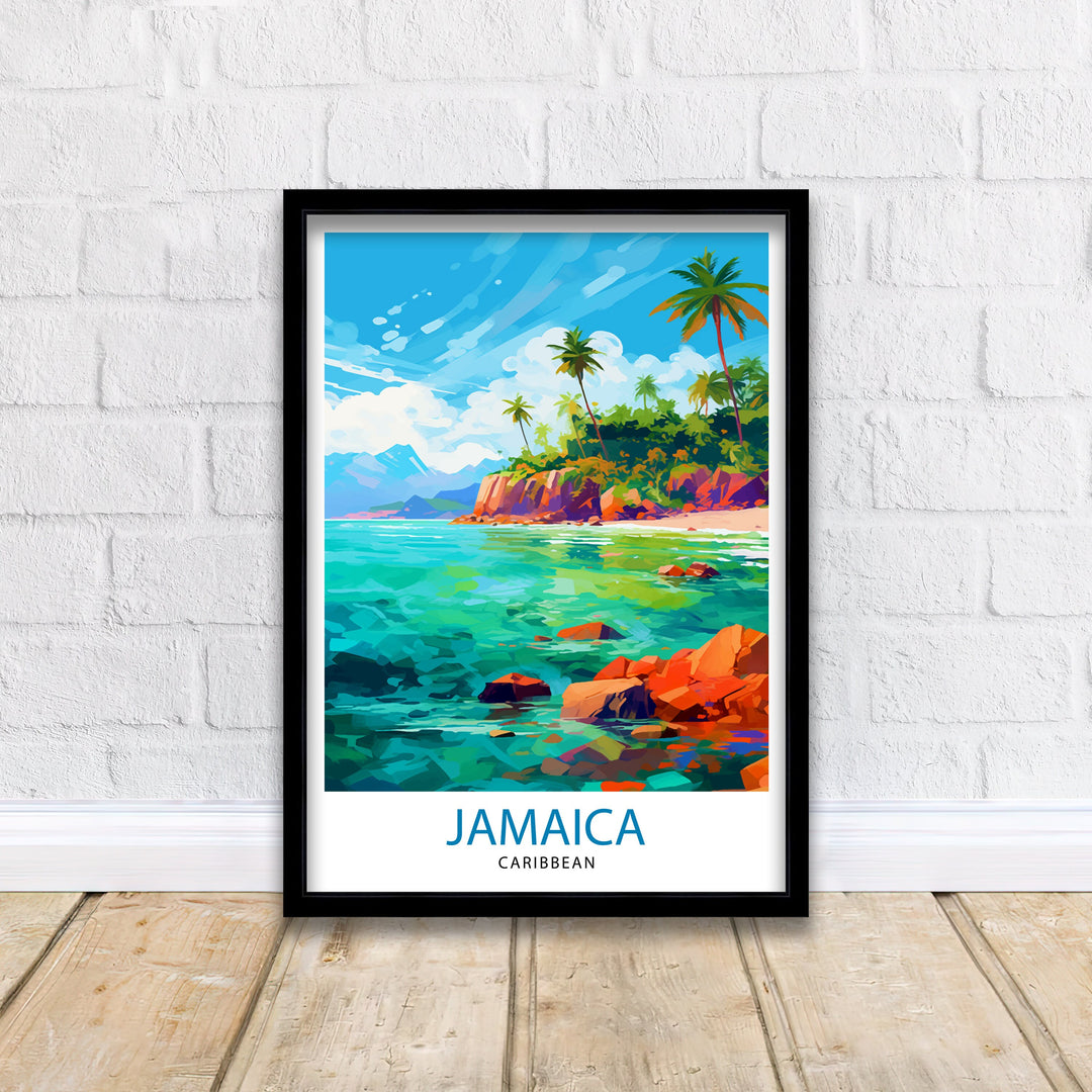 Jamaica Travel Poster , Jamaica Wall Art Jamaica Poster, Jamaica Home Decor Jamaica Illustration, Travel Poster Jamaica Gift, Jamaica Wall