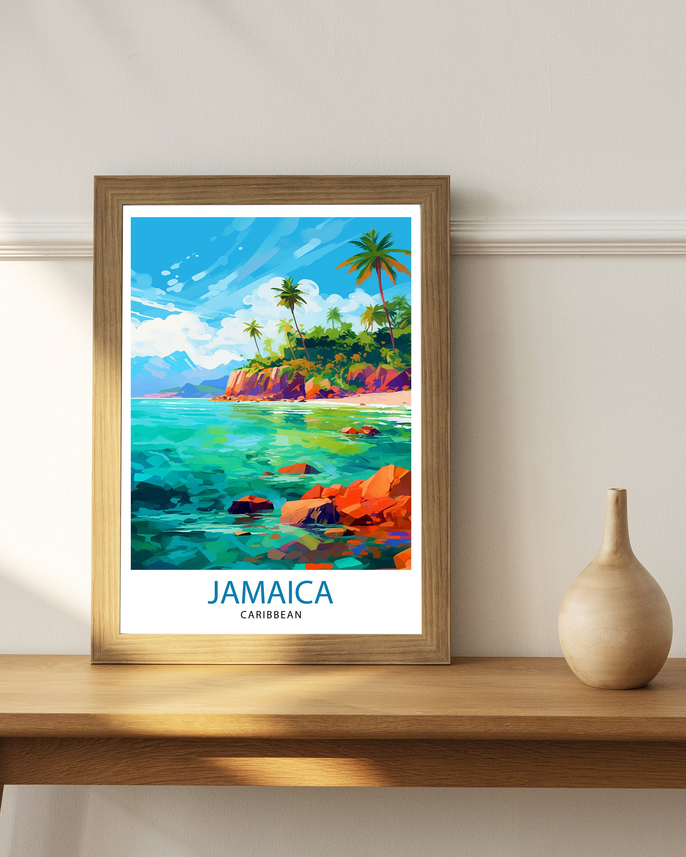 Jamaica Travel Print , Jamaica Wall Art Jamaica Poster, Jamaica Home Decor Jamaica Illustration, Travel Poster Jamaica Gift, Jamaica Wall