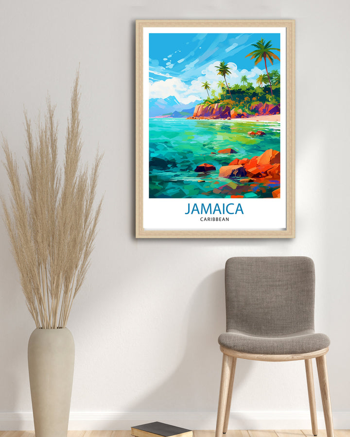 Jamaica Travel Poster , Jamaica Wall Art Jamaica Poster, Jamaica Home Decor Jamaica Illustration, Travel Poster Jamaica Gift, Jamaica Wall