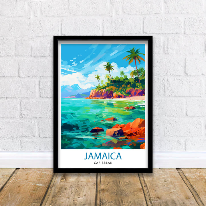 Jamaica Travel Poster , Jamaica Wall Art Jamaica Poster, Jamaica Home Decor Jamaica Illustration, Travel Poster Jamaica Gift, Jamaica Wall