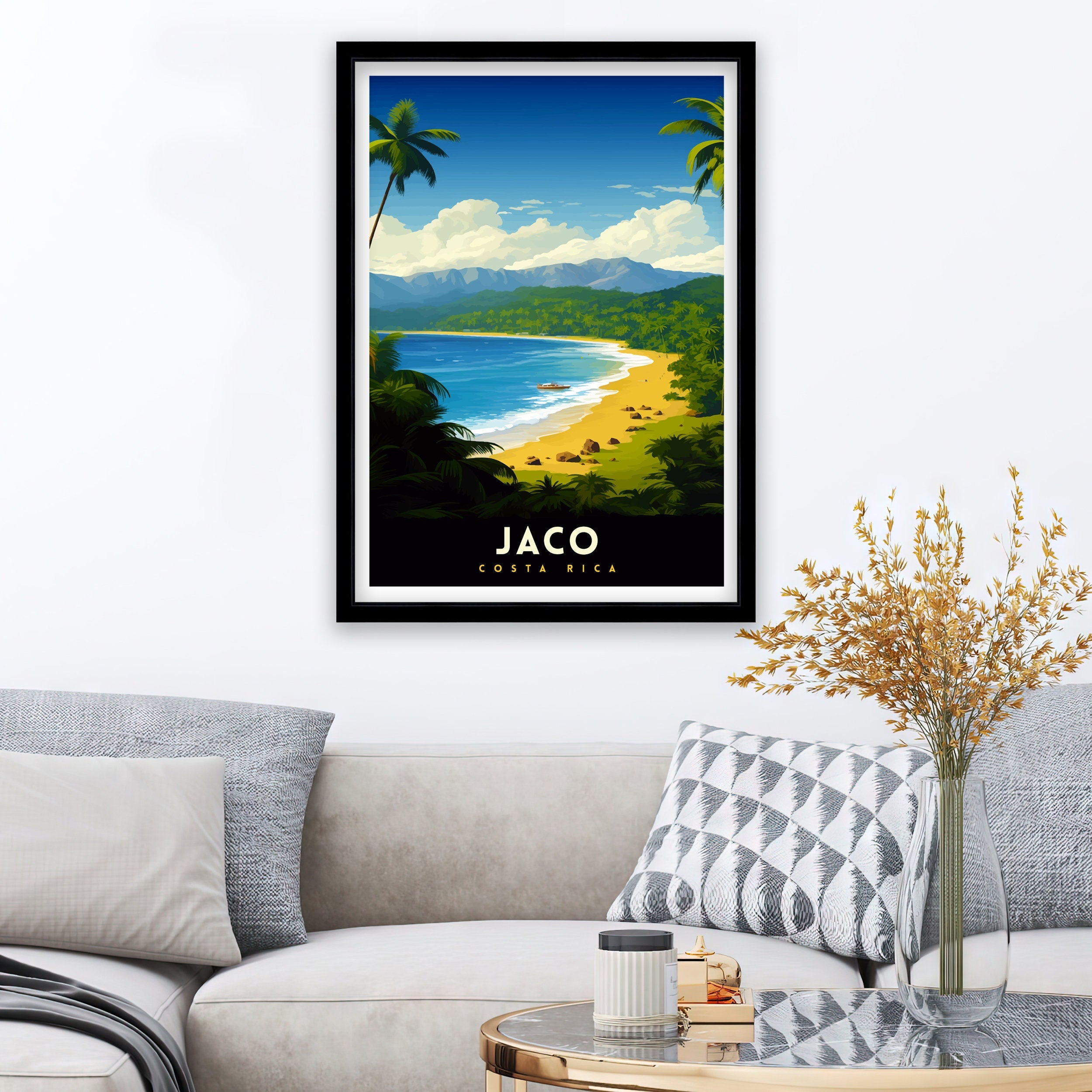 Jaco Costa Rica Print Surf Paradise Art Tropical Beach Wall Art Jaco Beach Poster Costa Rican Coast Decor Pura Vida Lifestyle Illustration