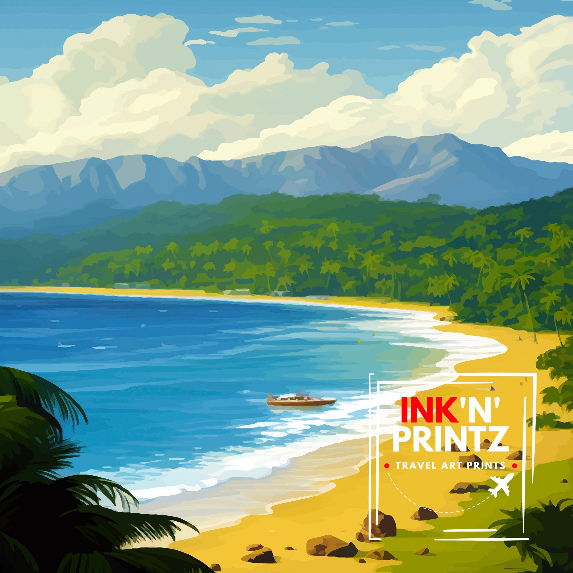 Jaco Costa Rica Print Surf Paradise Art Tropical Beach Wall Art Jaco Beach Poster Costa Rican Coast Decor Pura Vida Lifestyle Illustration