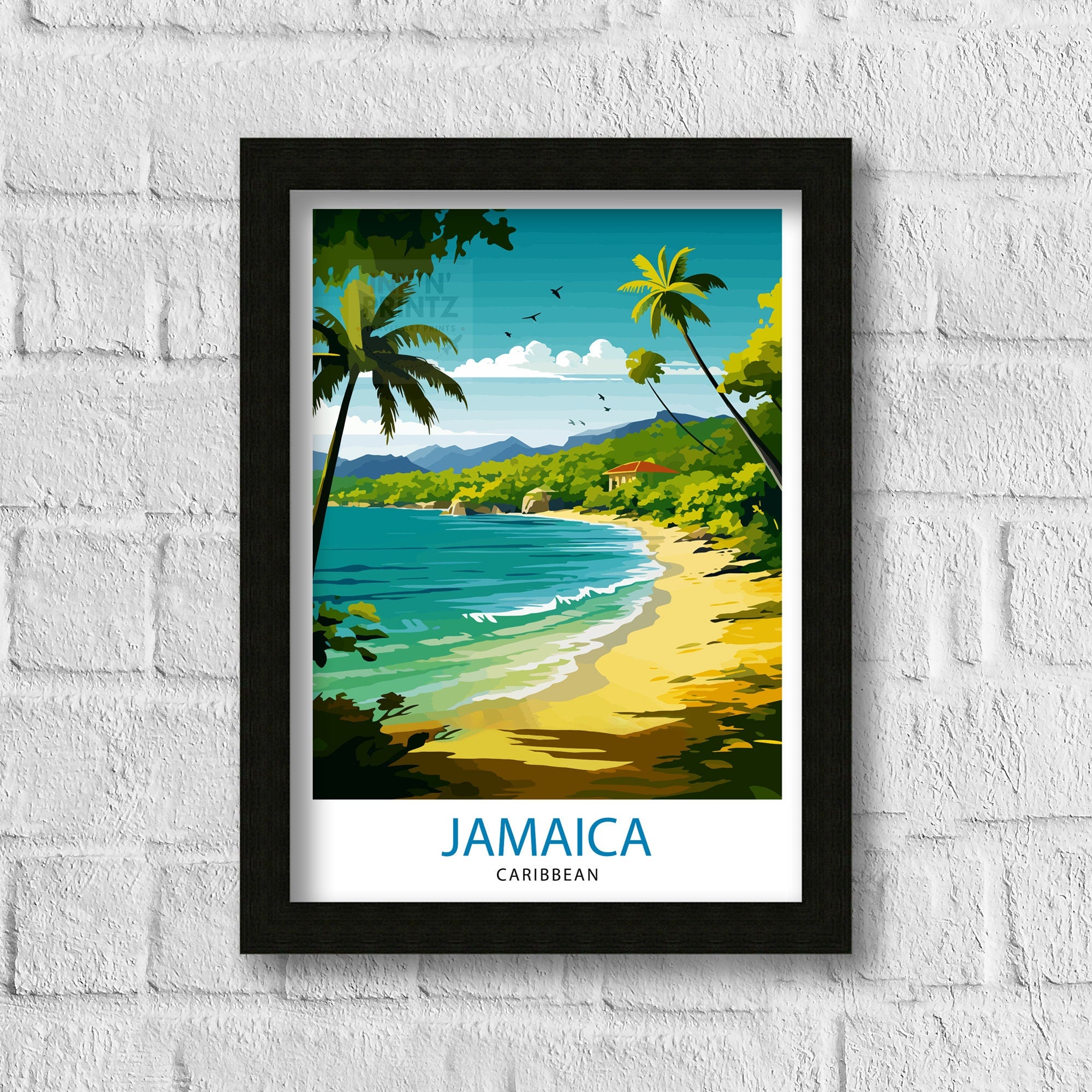 Jamaica Travel Print , Jamaica Wall Art Jamaica Poster, Jamaica Home Decor Jamaica Illustration, Travel Poster Jamaica Gift, Jamaica Wall
