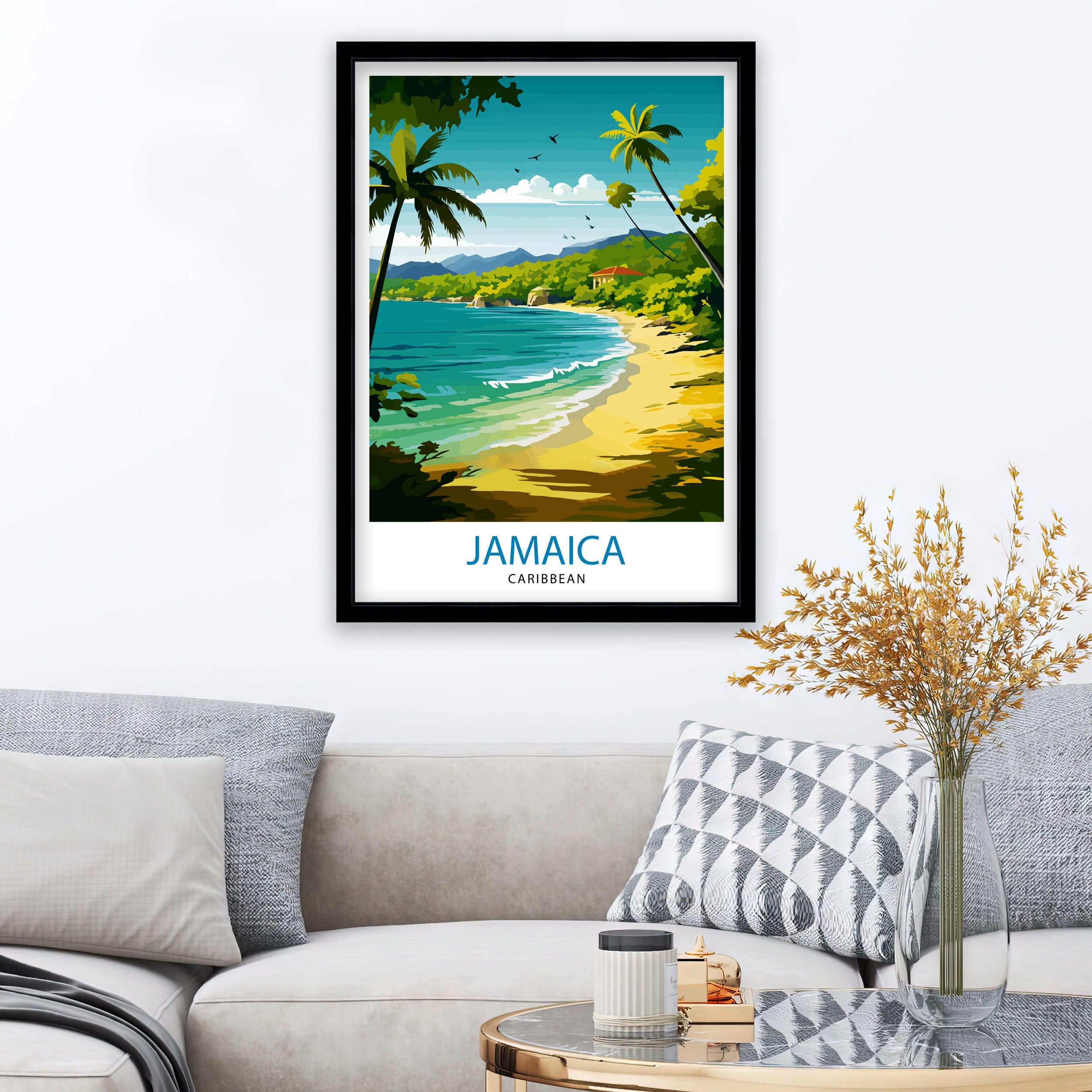 Jamaica Travel Print , Jamaica Wall Art Jamaica Poster, Jamaica Home Decor Jamaica Illustration, Travel Poster Jamaica Gift, Jamaica Wall