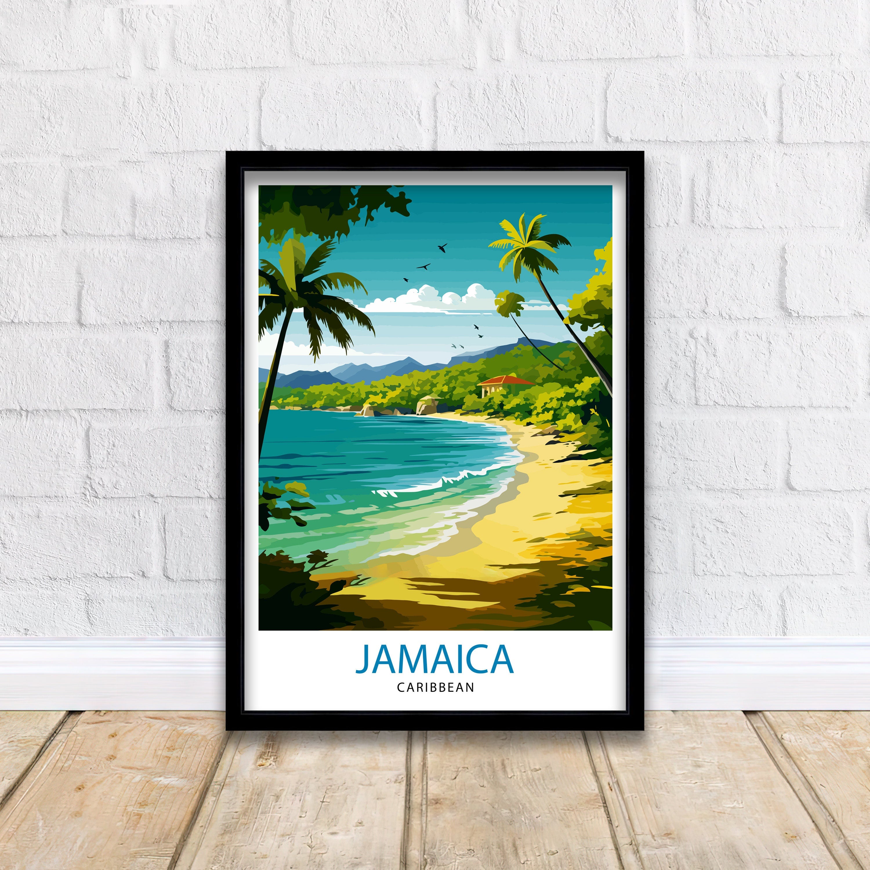 Jamaica Travel Print , Jamaica Wall Art Jamaica Poster, Jamaica Home Decor Jamaica Illustration, Travel Poster Jamaica Gift, Jamaica Wall