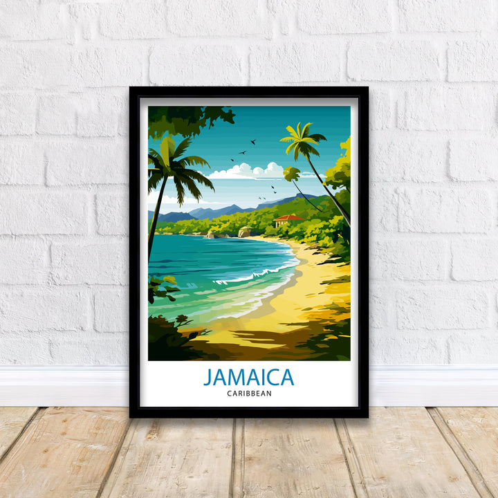 Jamaica Travel Poster , Jamaica Wall Art Jamaica Poster, Jamaica Home Decor Jamaica Illustration, Travel Poster Jamaica Gift, Jamaica Wall