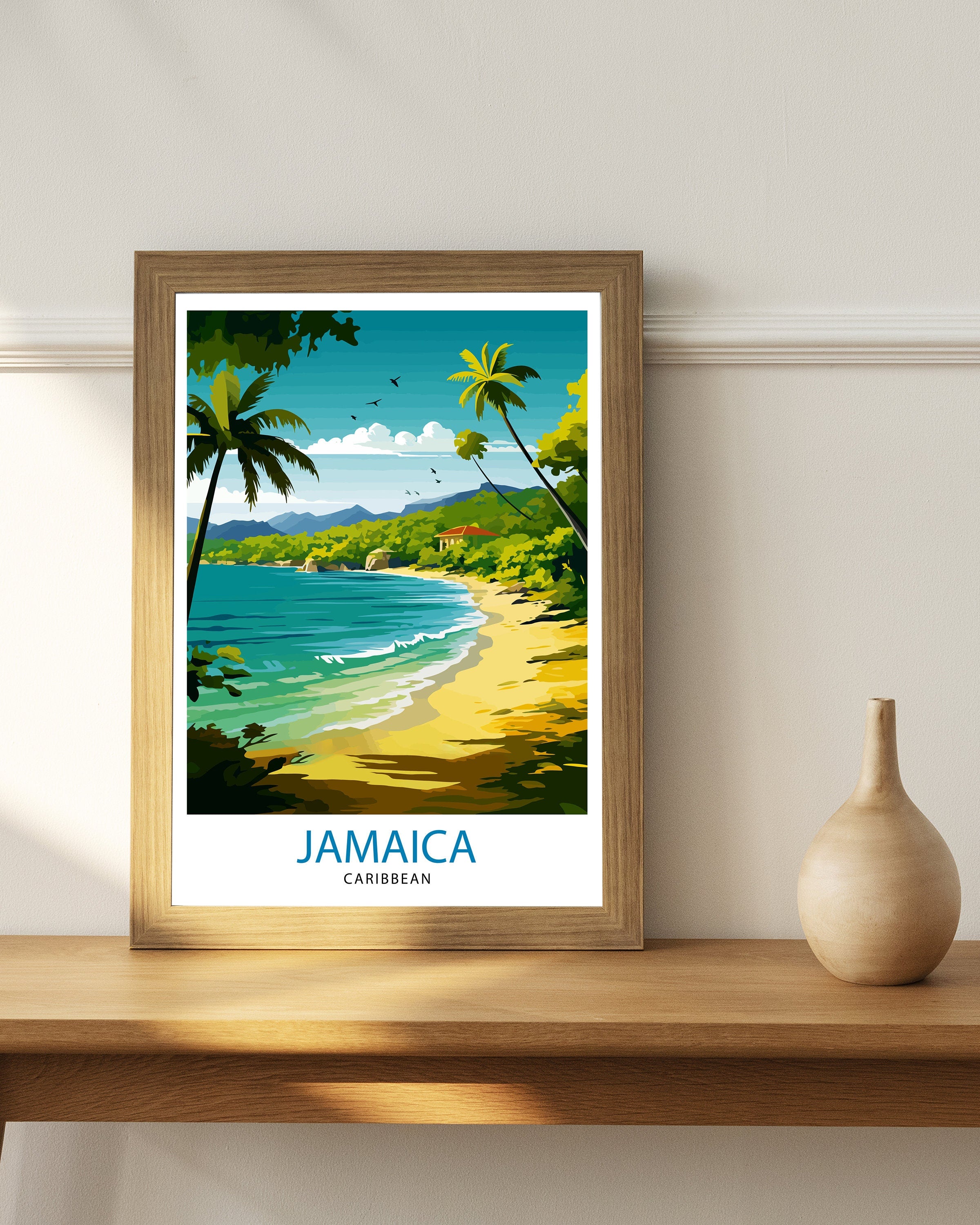 Jamaica Travel Print , Jamaica Wall Art Jamaica Poster, Jamaica Home Decor Jamaica Illustration, Travel Poster Jamaica Gift, Jamaica Wall