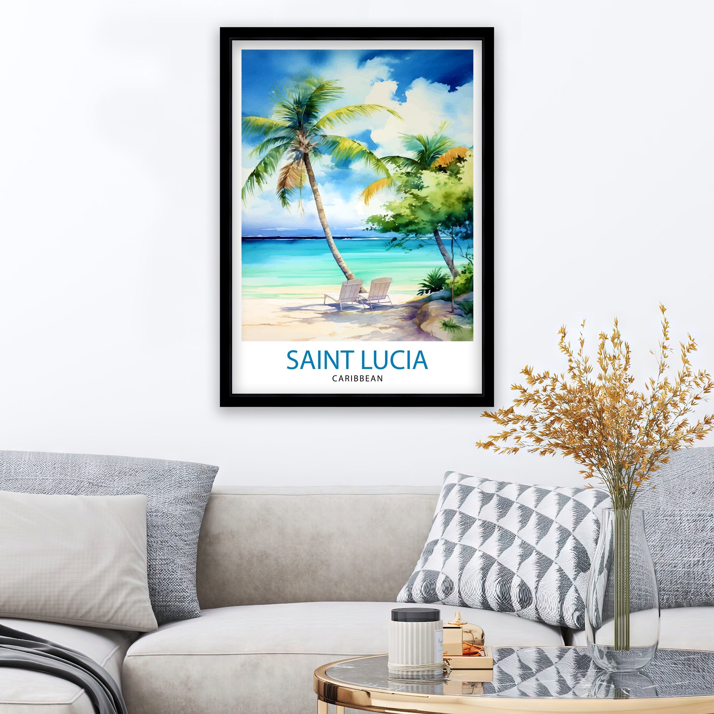 St Lucia Travel Print | Caribbean | St Lucia Print | St Lucia Art | St Lucia Poster | Saint Lucia Print | St Lucia Wall Art | Saint Lucia
