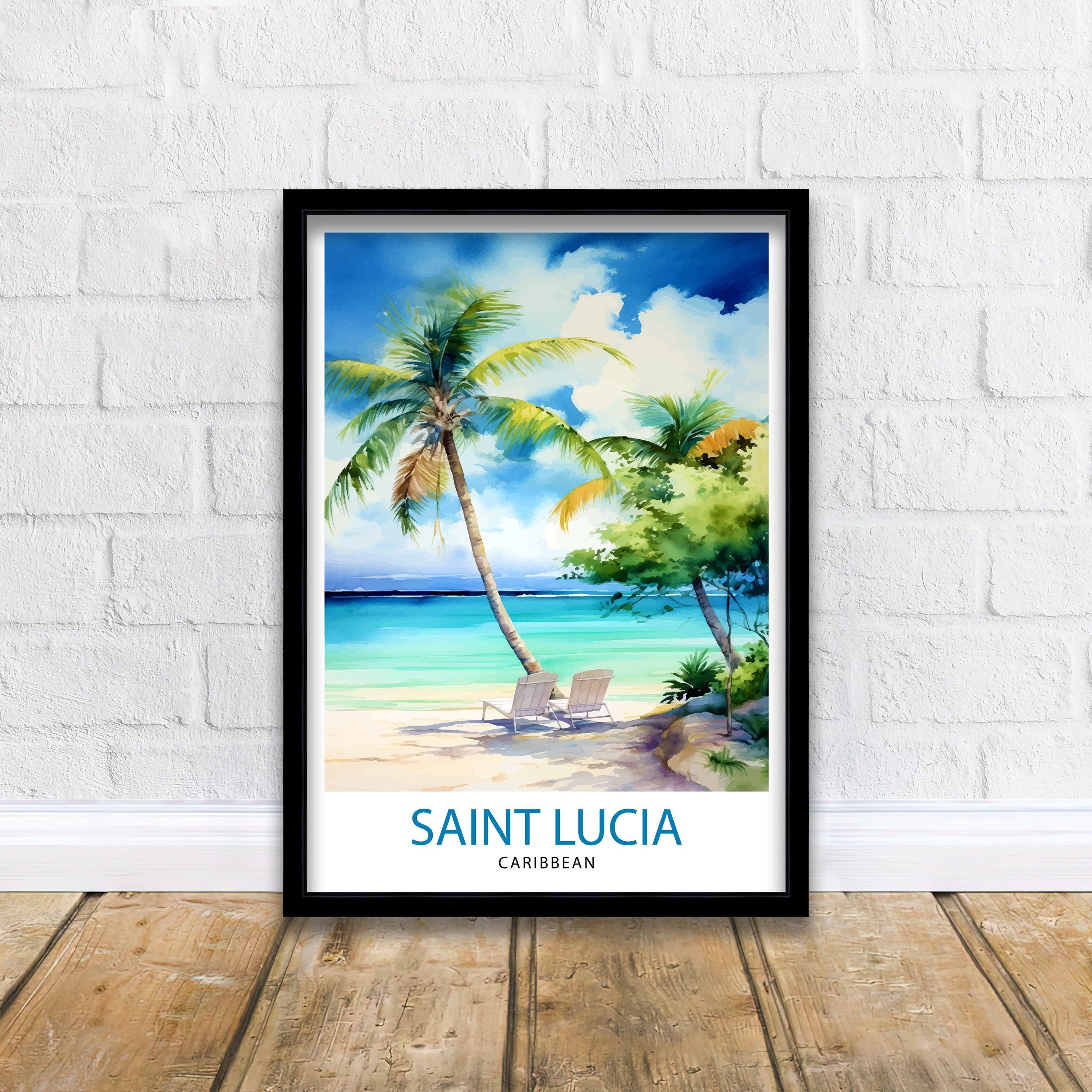 St Lucia Travel Print | Caribbean | St Lucia Print | St Lucia Art | St Lucia Poster | Saint Lucia Print | St Lucia Wall Art | Saint Lucia