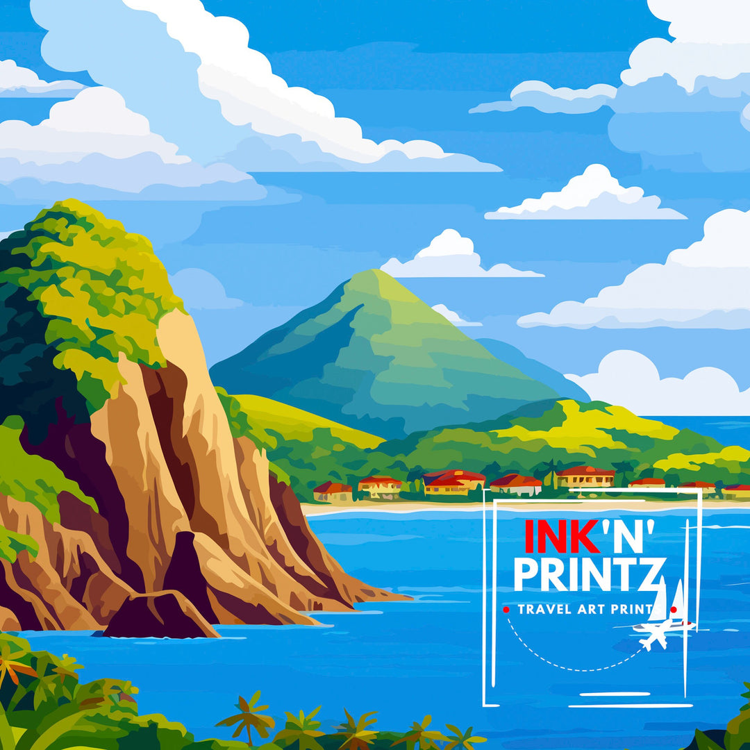 St Lucia Travel Print | Caribbean | St Lucia Print | St Lucia Art | St Lucia Poster | Saint Lucia Print | St Lucia Wall Art | Saint Lucia