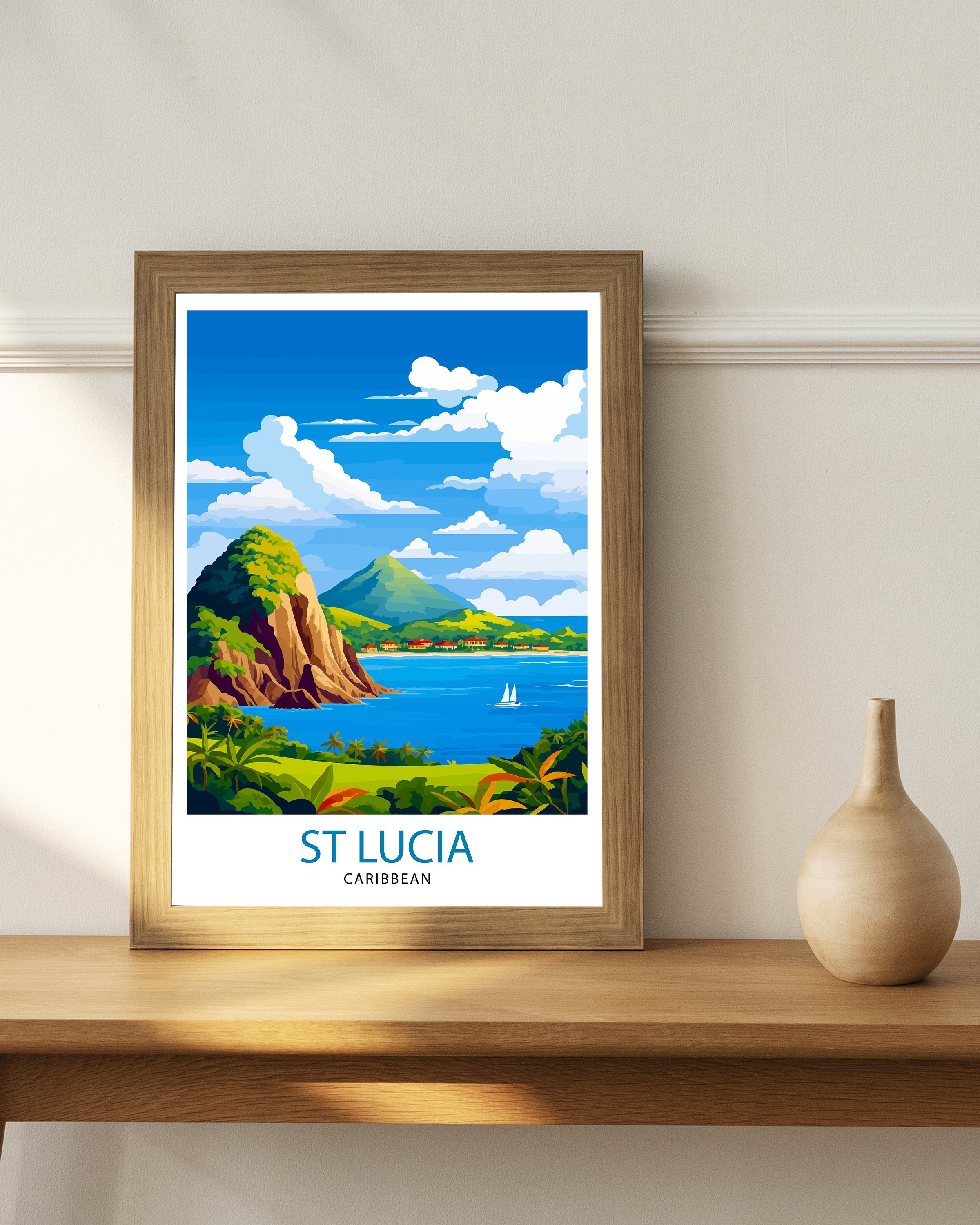 St Lucia Travel Print | Caribbean | St Lucia Print | St Lucia Art | St Lucia Poster | Saint Lucia Print | St Lucia Wall Art | Saint Lucia