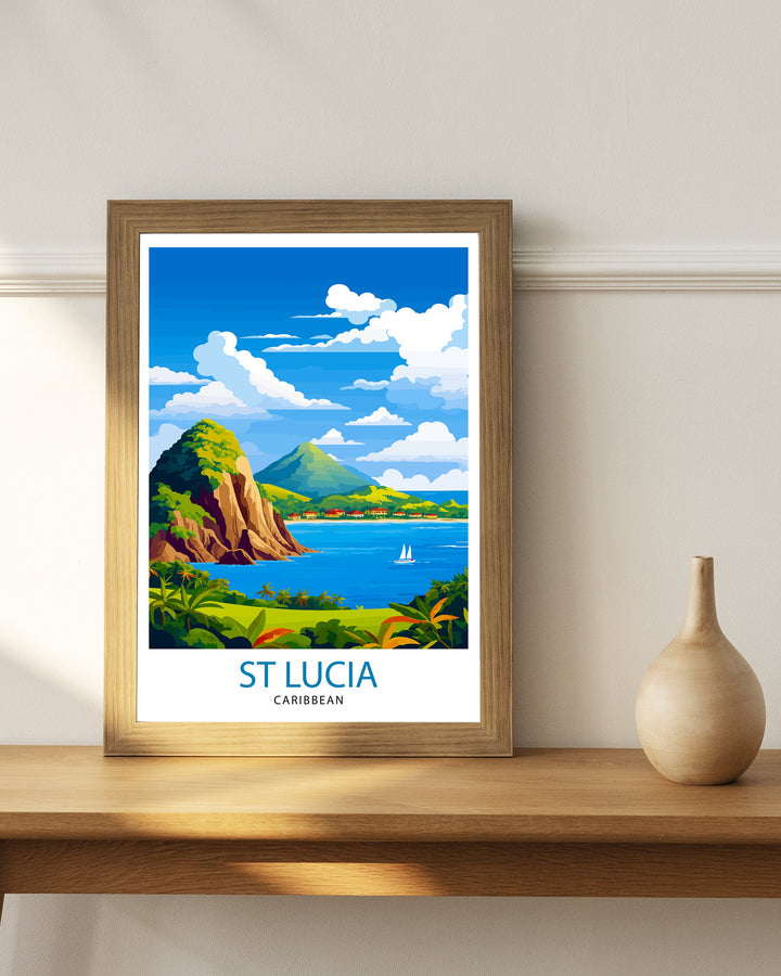 St Lucia Travel Print | Caribbean | St Lucia Print | St Lucia Art | St Lucia Poster | Saint Lucia Print | St Lucia Wall Art | Saint Lucia