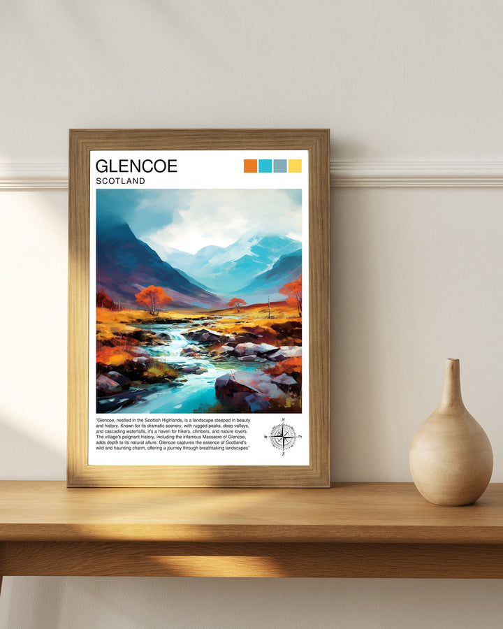 Glencoe Scotland Travel Print Glencoe Wall Art Glencoe Scotland Landscape Print Scotland Travel Poster Scottish Highlands Print