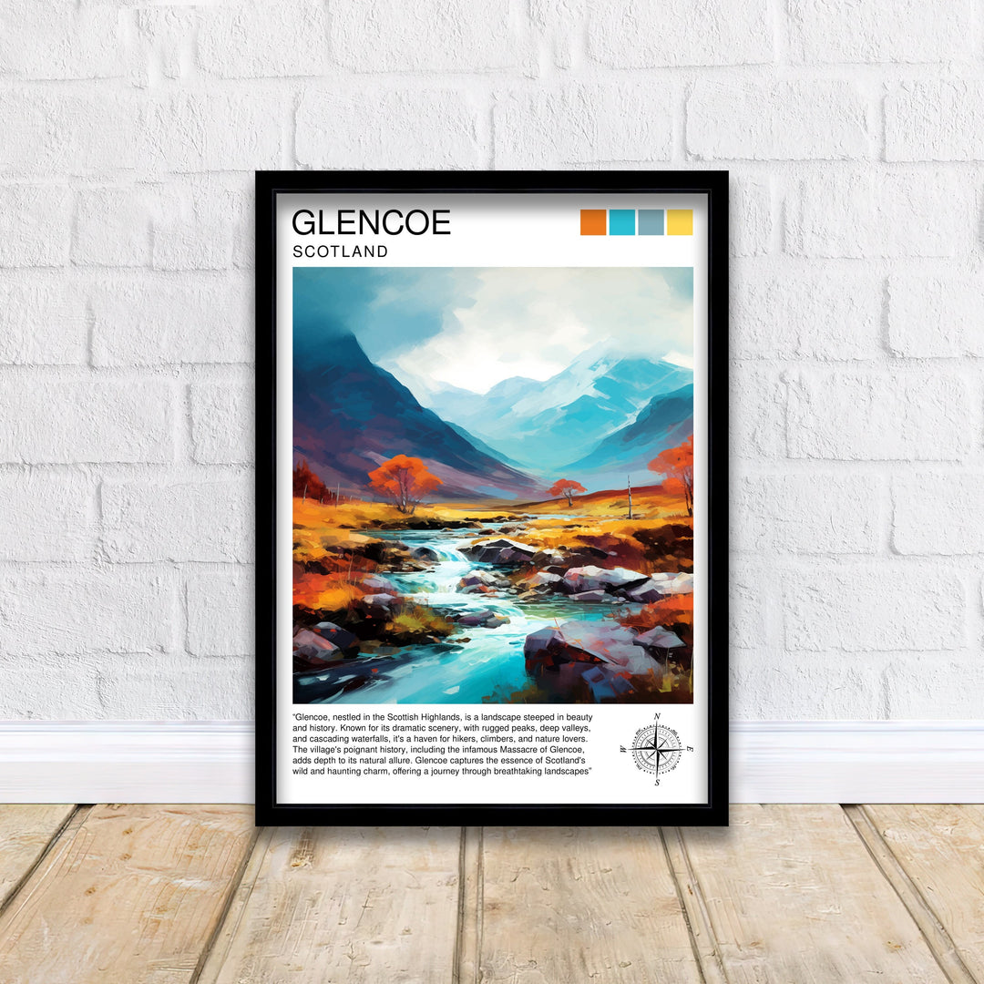 Glencoe Scotland Travel Print Glencoe Wall Art Glencoe Scotland Landscape Print Scotland Travel Poster Scottish Highlands Print