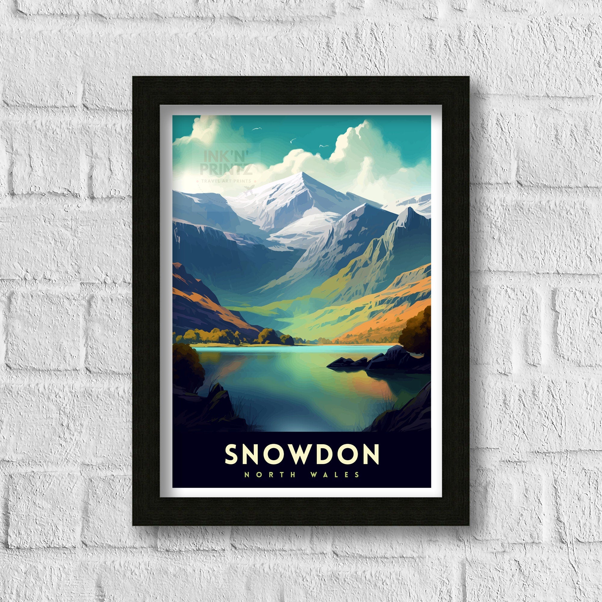 Snowdonia National Park Travel Print Wall Art Decor Snowdonia Illustration Travel Poster Wales Home Decor Mountain Landscape Print