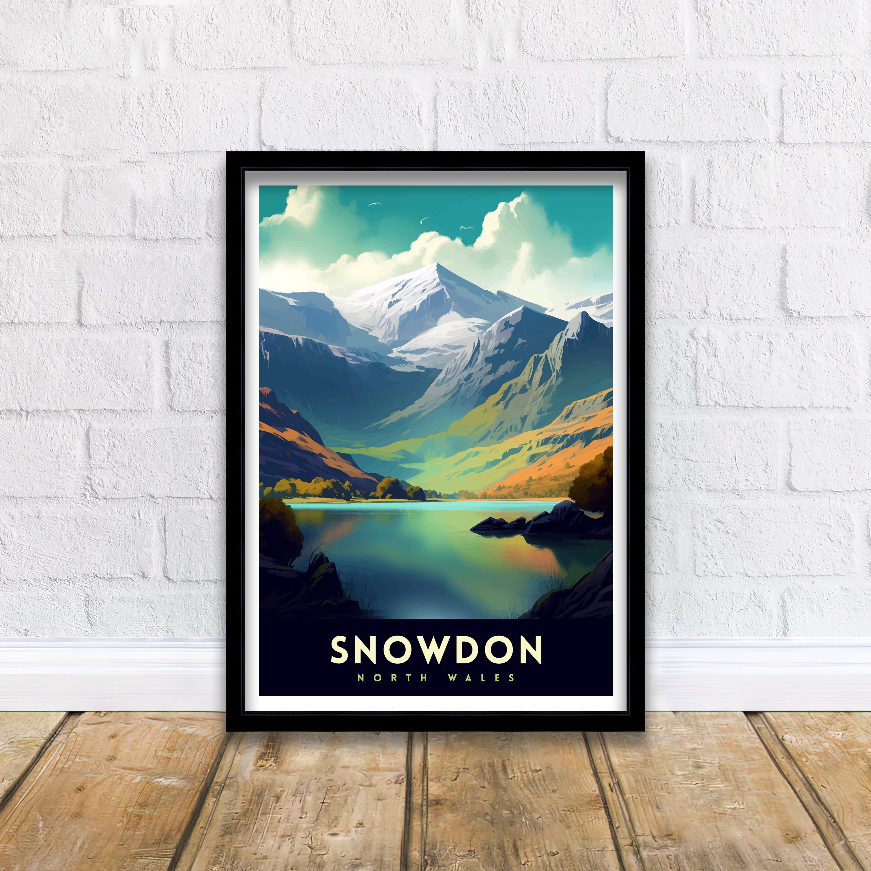 Snowdonia National Park Travel Print Wall Art Decor Snowdonia Illustration Travel Poster Wales Home Decor Mountain Landscape Print
