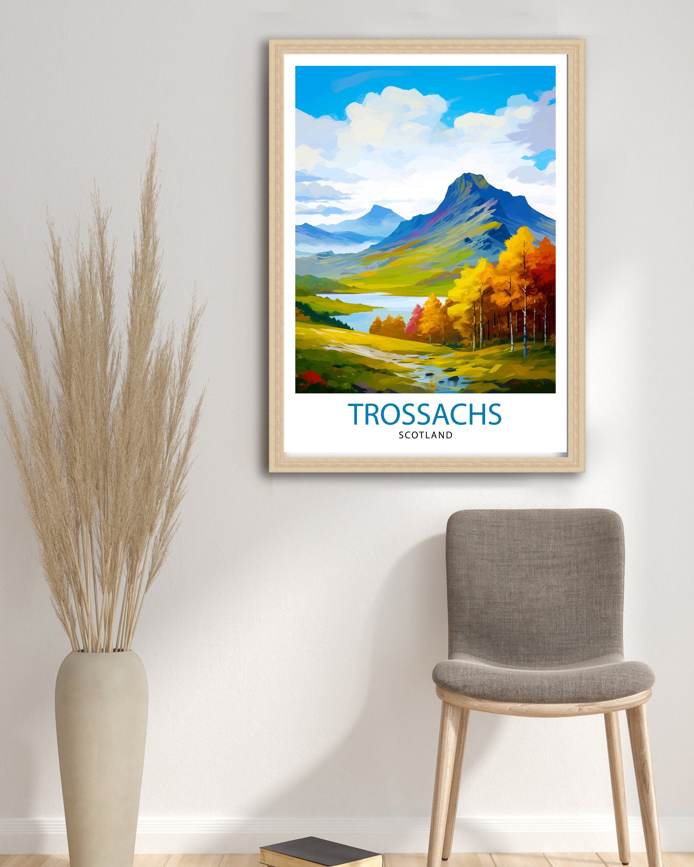 Trossachs Travel Print Trossachs Wall Art Scotland Travel Poster Trossachs Home Decor Trossachs Landscape Illustration