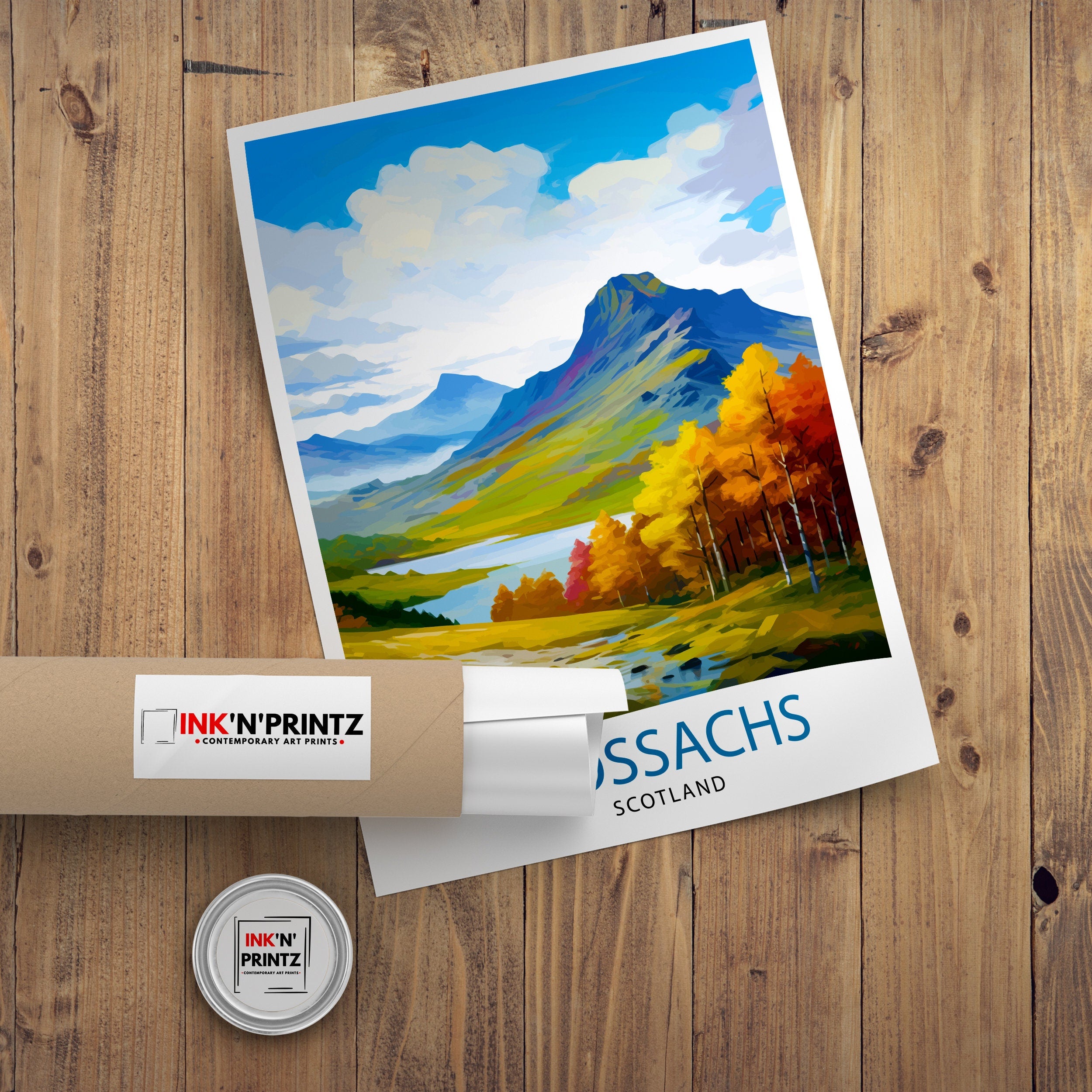Trossachs Travel Print Trossachs Wall Art Scotland Travel Poster Trossachs Home Decor Trossachs Landscape Illustration