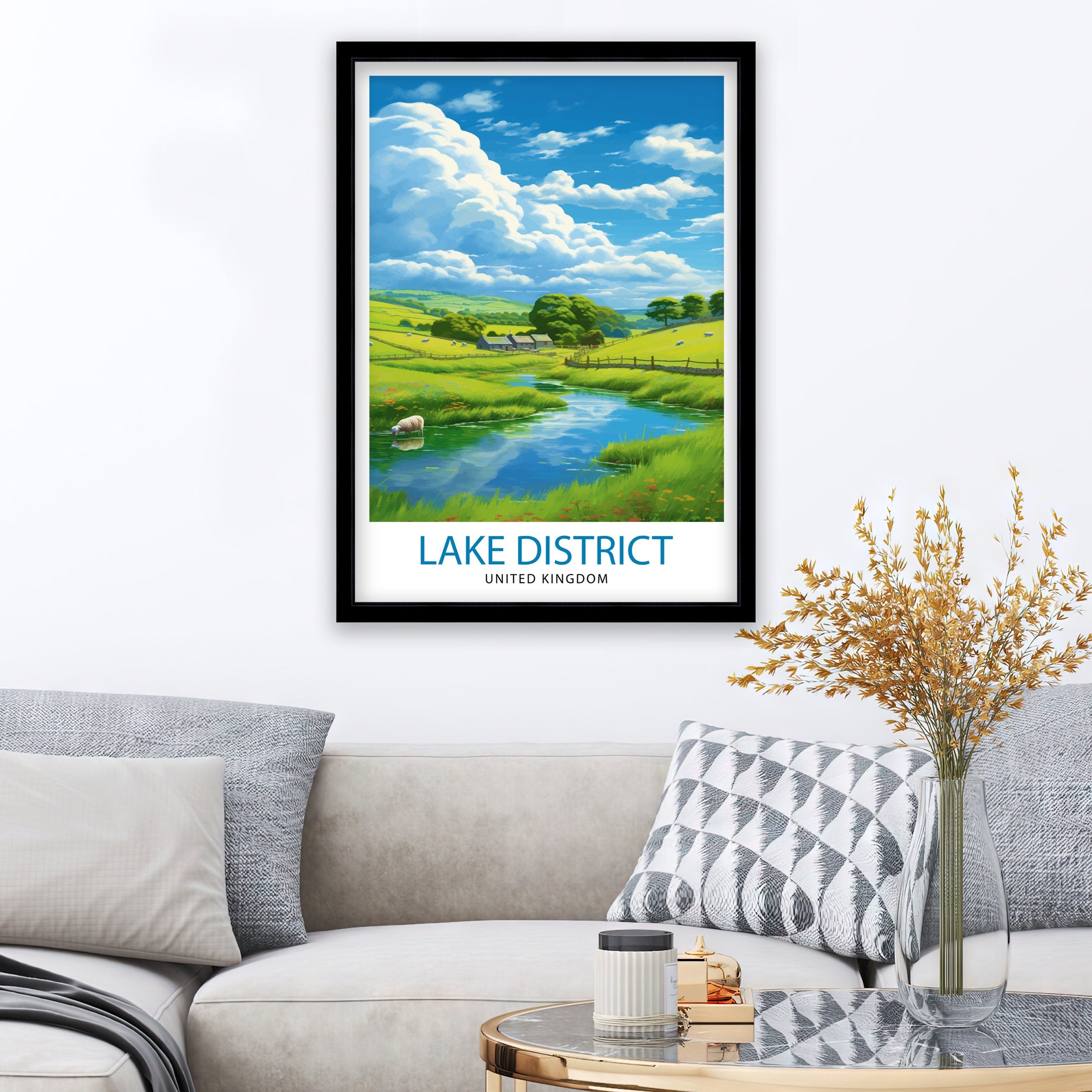Lake District Cumbria Travel Print Lake District Wall Art Lake District Home Decor Lake District Illustration Travel Poster, Gift for Lake