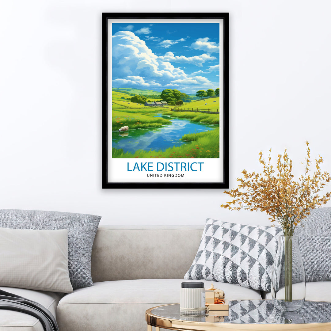 Lake District Cumbria Travel Poster Lake District Wall Art Lake District Home Decor Lake District Illustration Travel Poster, Gift for Lake