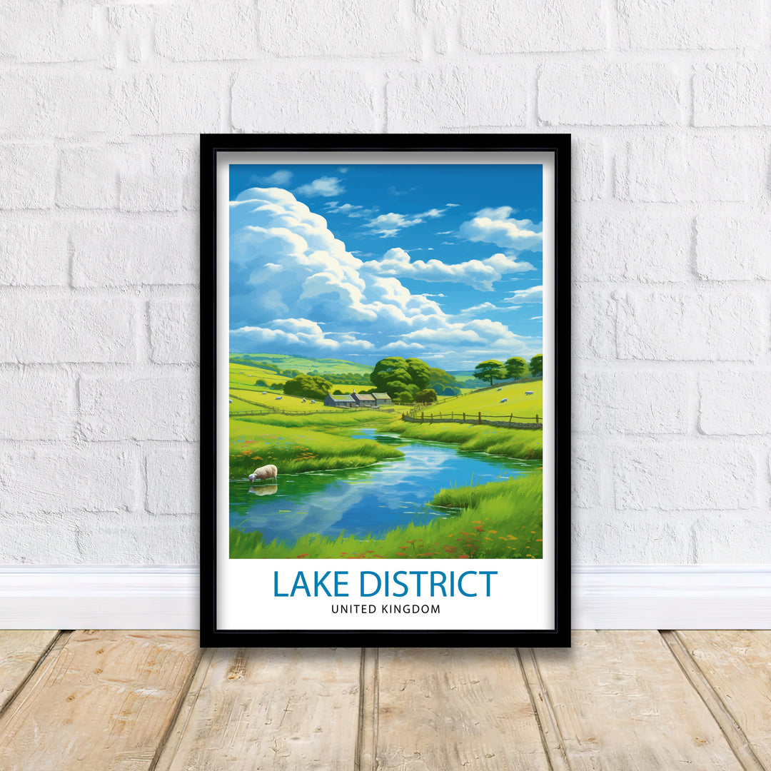 Lake District Cumbria Travel Poster Lake District Wall Art Lake District Home Decor Lake District Illustration Travel Poster, Gift for Lake