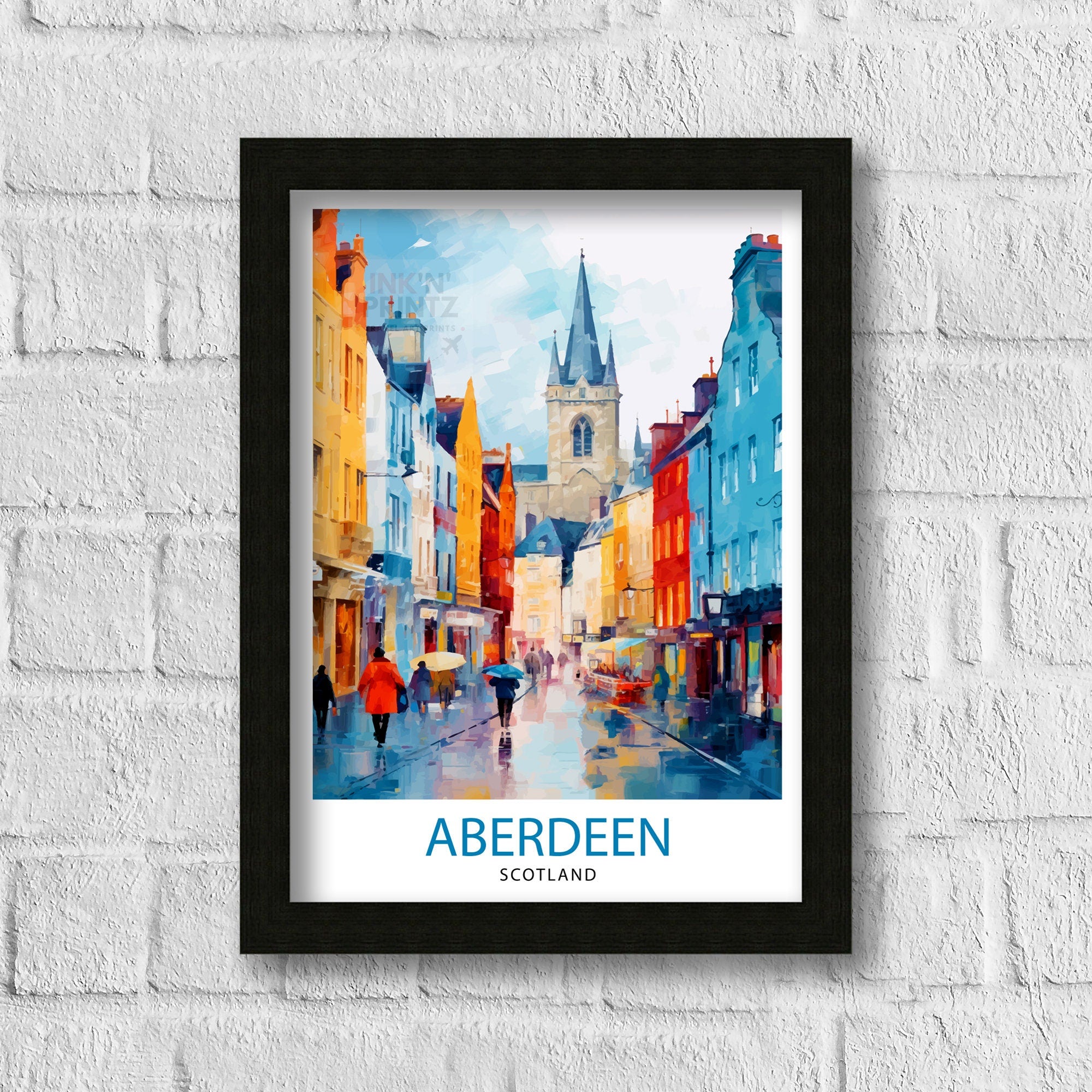 Aberdeen Scotland Print Granite City Art Aberdeen Harbor Poster Scottish Landscape Wall Art Historic Architecture Decor Scotland Travel Gift