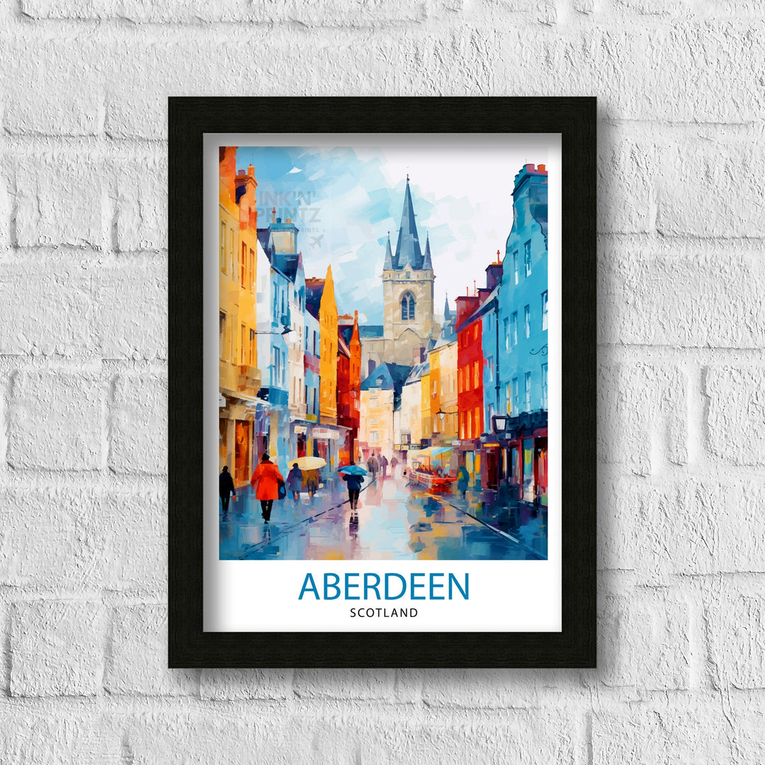 Aberdeen Scotland Poster Granite City Art Aberdeen Harbor Poster Scottish Landscape Wall Art Historic Architecture Decor Scotland Travel Gift